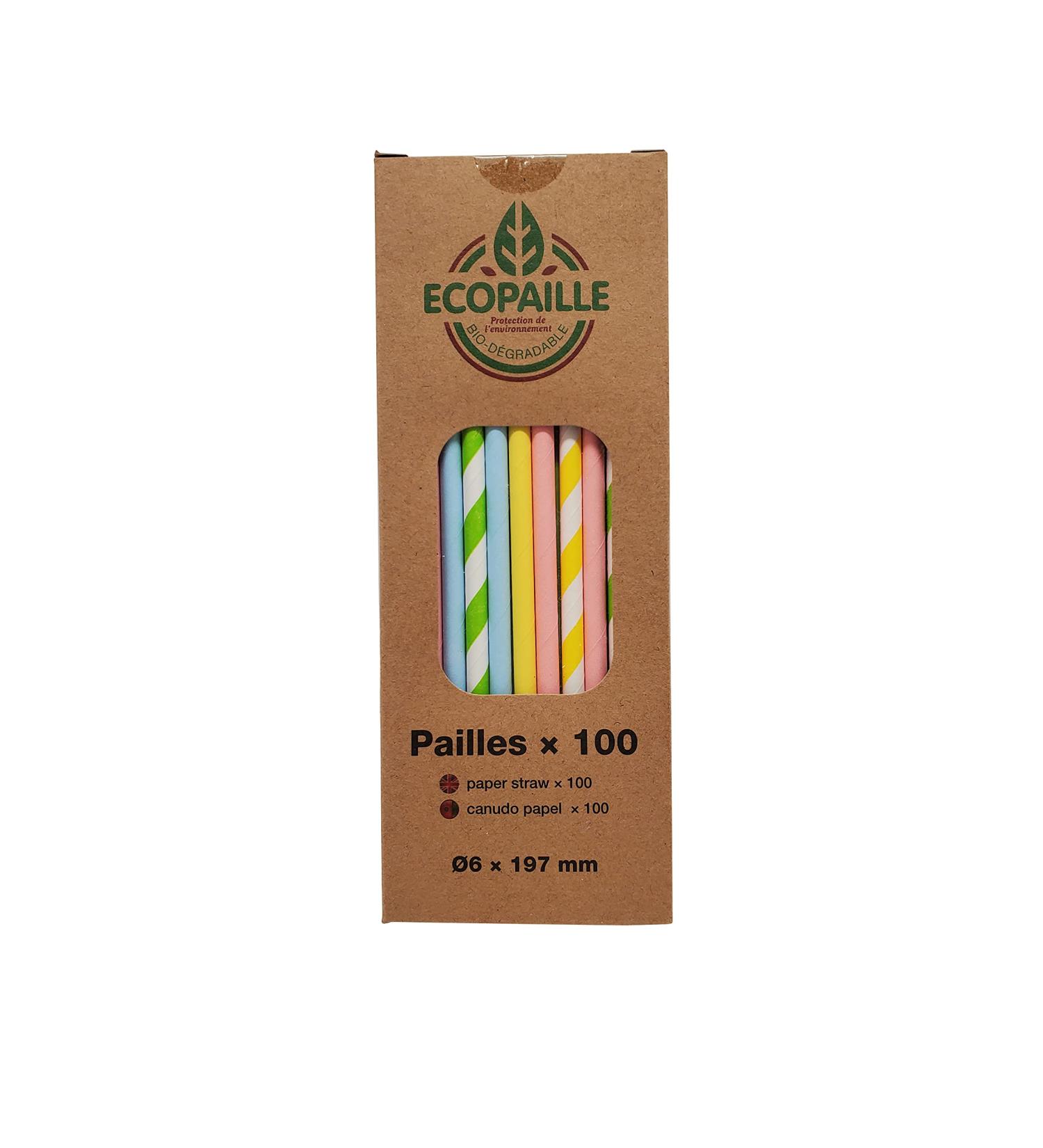 ECOPAILLE Bio-degradable Paper Straws Box of 100 Straws