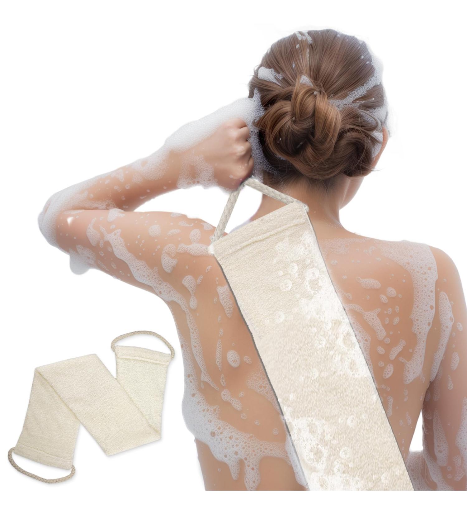 Premium Bamboo Fiber Exfoliating Body Scrubber Towel Deep Clean & Gentle Exfoliation for Smooth Skin-Beige - Buy Online on GoSupps.com
