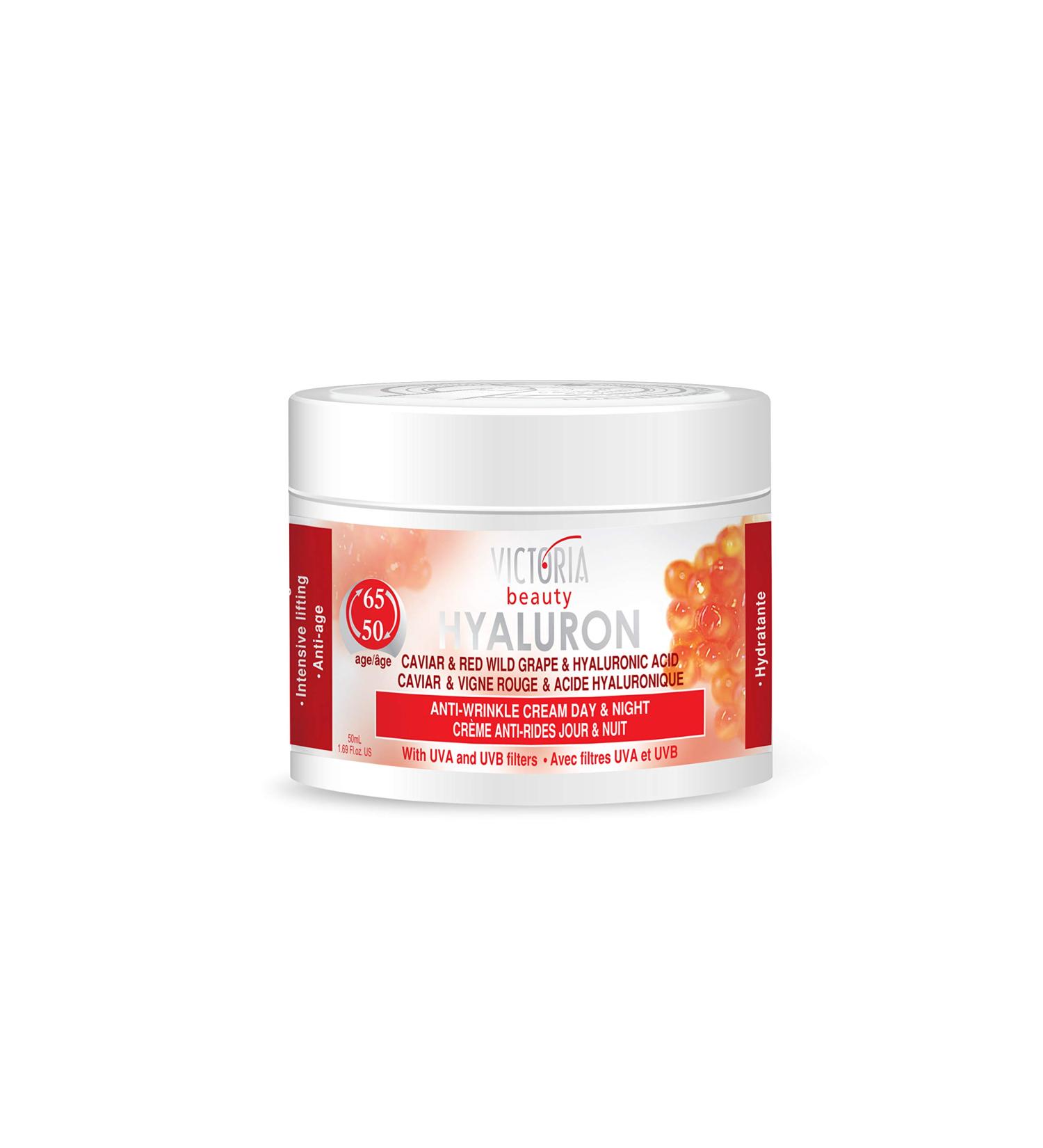 Anti-Aging Lifting Cream | Hyaluron Retinol & Caviar Moisturizer for Ages 50+ | Red-Grape Day & Night Cream (50ml - Buy Online on GoSupps.com