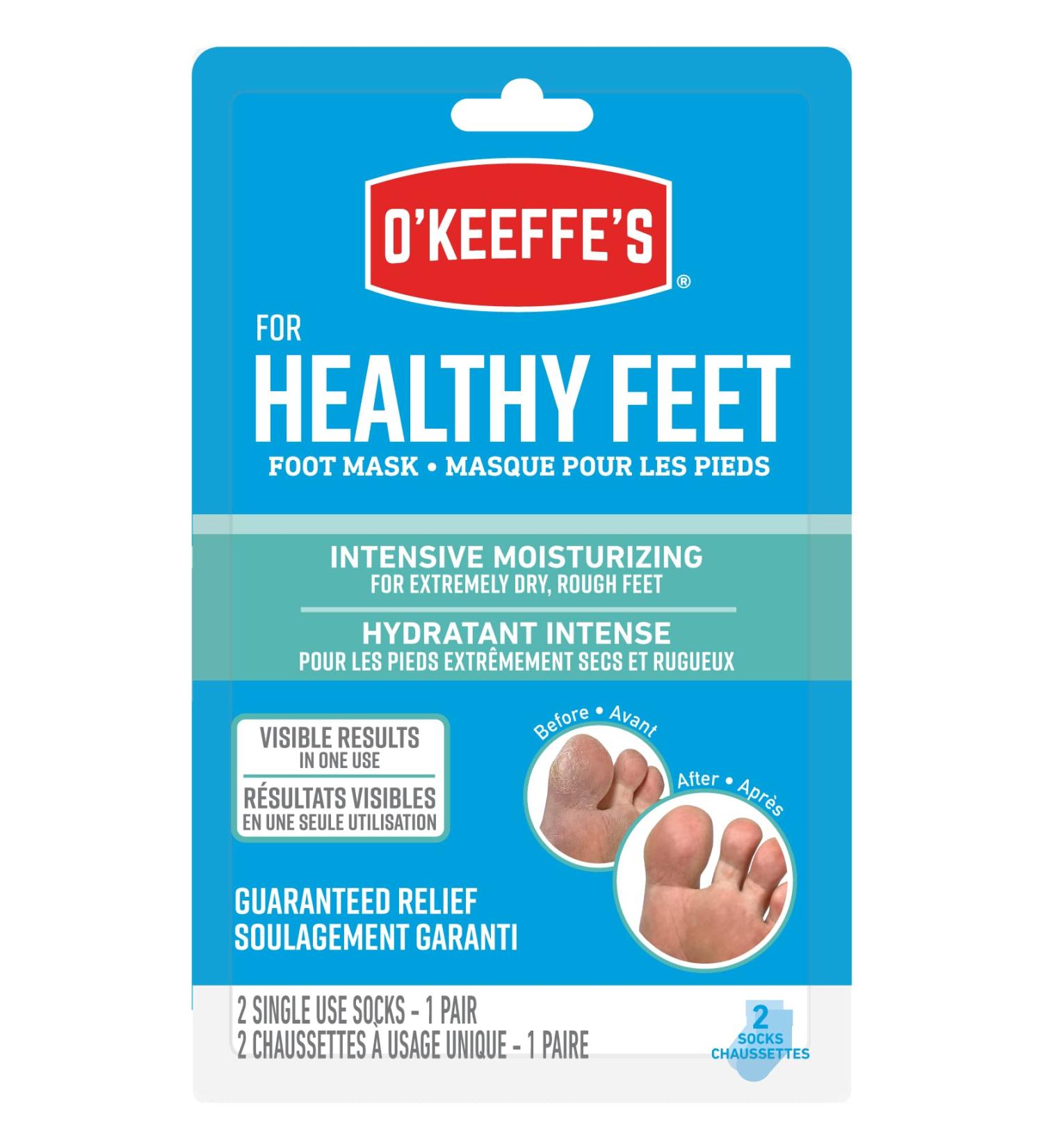 O'Keeffe's Healthy Feet Intensive Moisturizing Foot Mask Hydrating Repair for Dry Cracked Feet One Pair Single-Use Socks (Pack of 1) 107472 - Buy Online on GoSupps.com