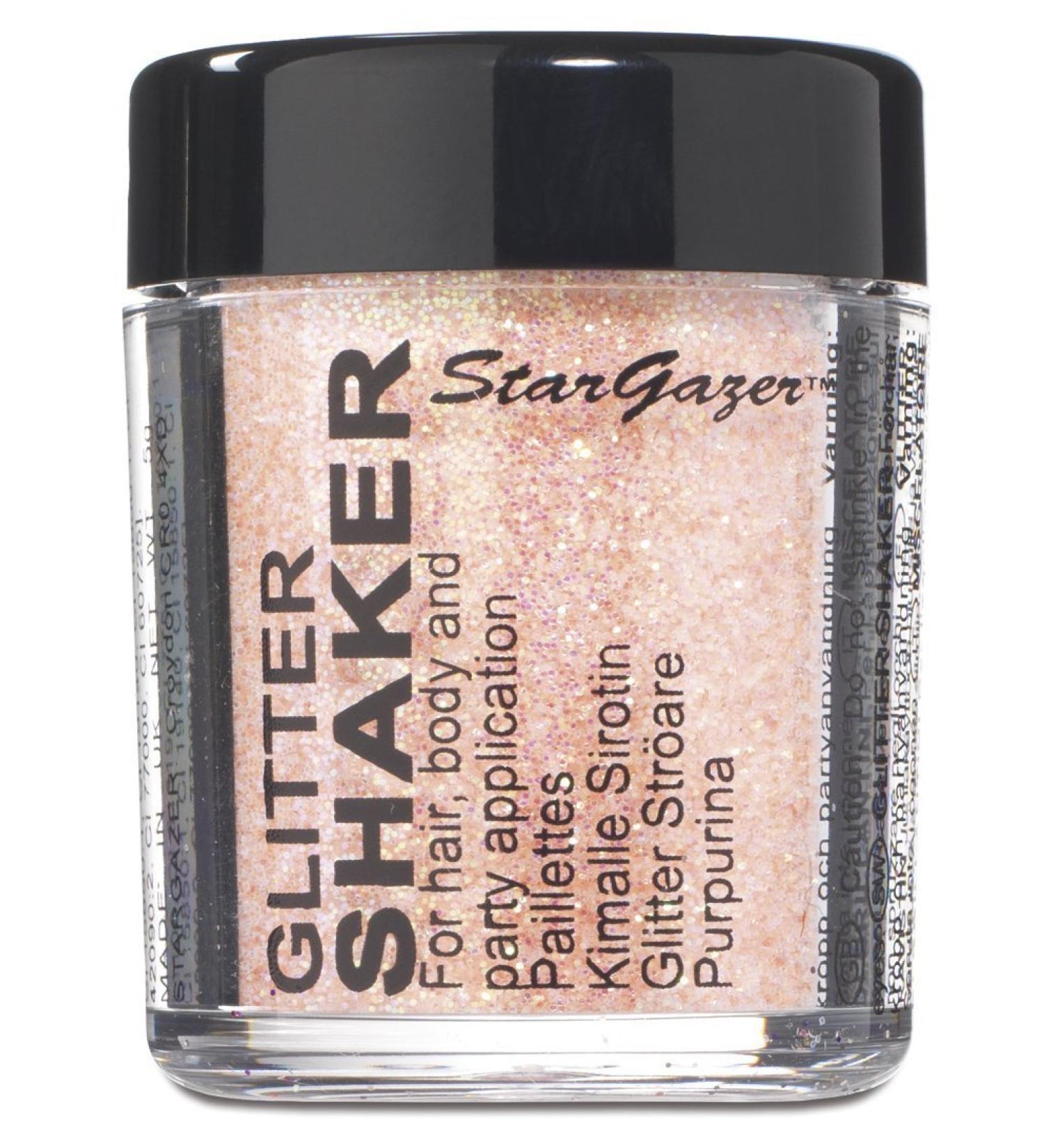 Stargazer Pastel Glitter Shaker Apricot. Cosmetic glitter powder for use on the eyes lips face body hair and nails.