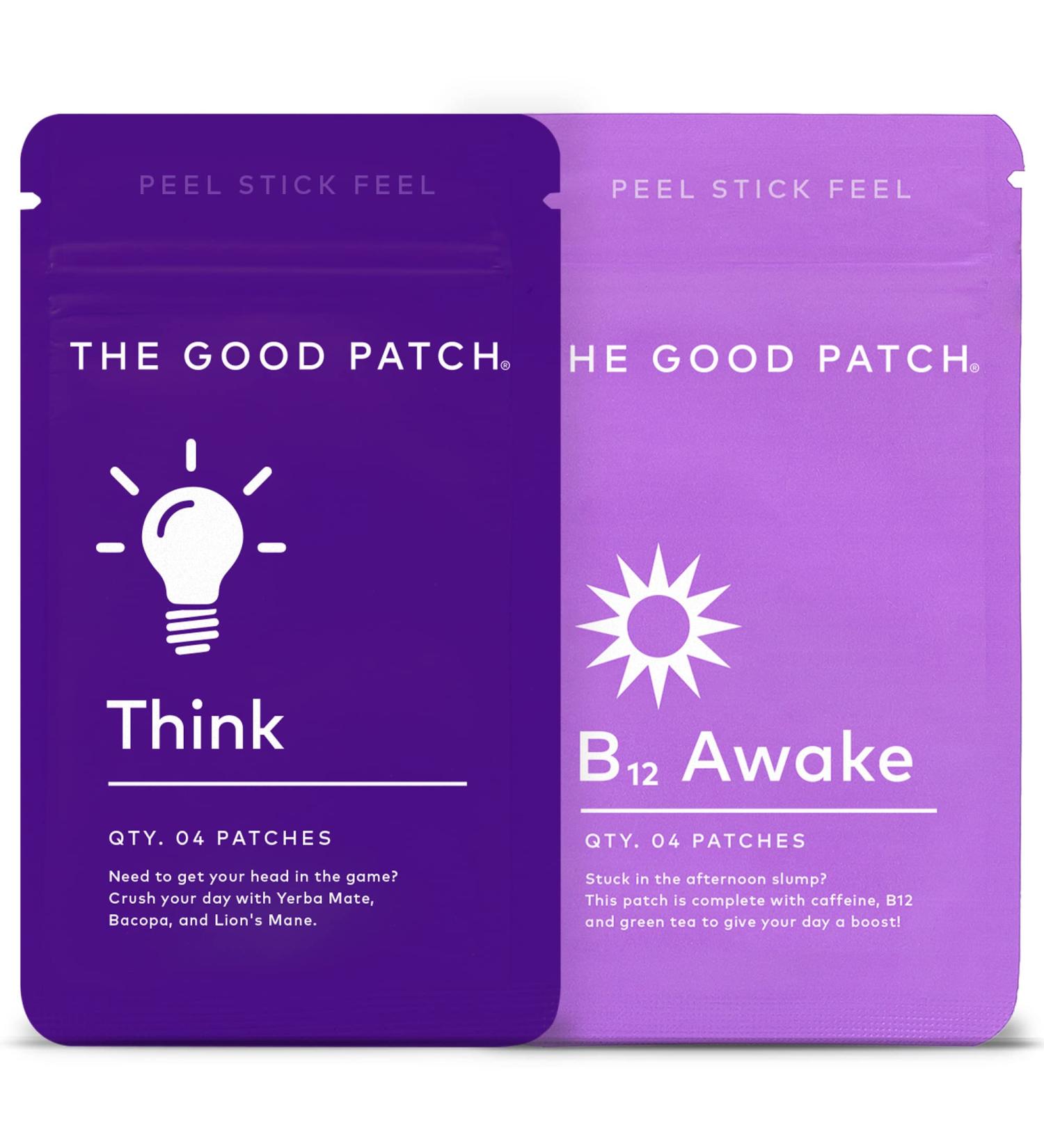 The Good Patch Weekday Hustle Duo - B12 Awake and Think Wellness Patches - Plant Powered Caffeine Support (8 Patches) - Buy Online on GoSupps.com
