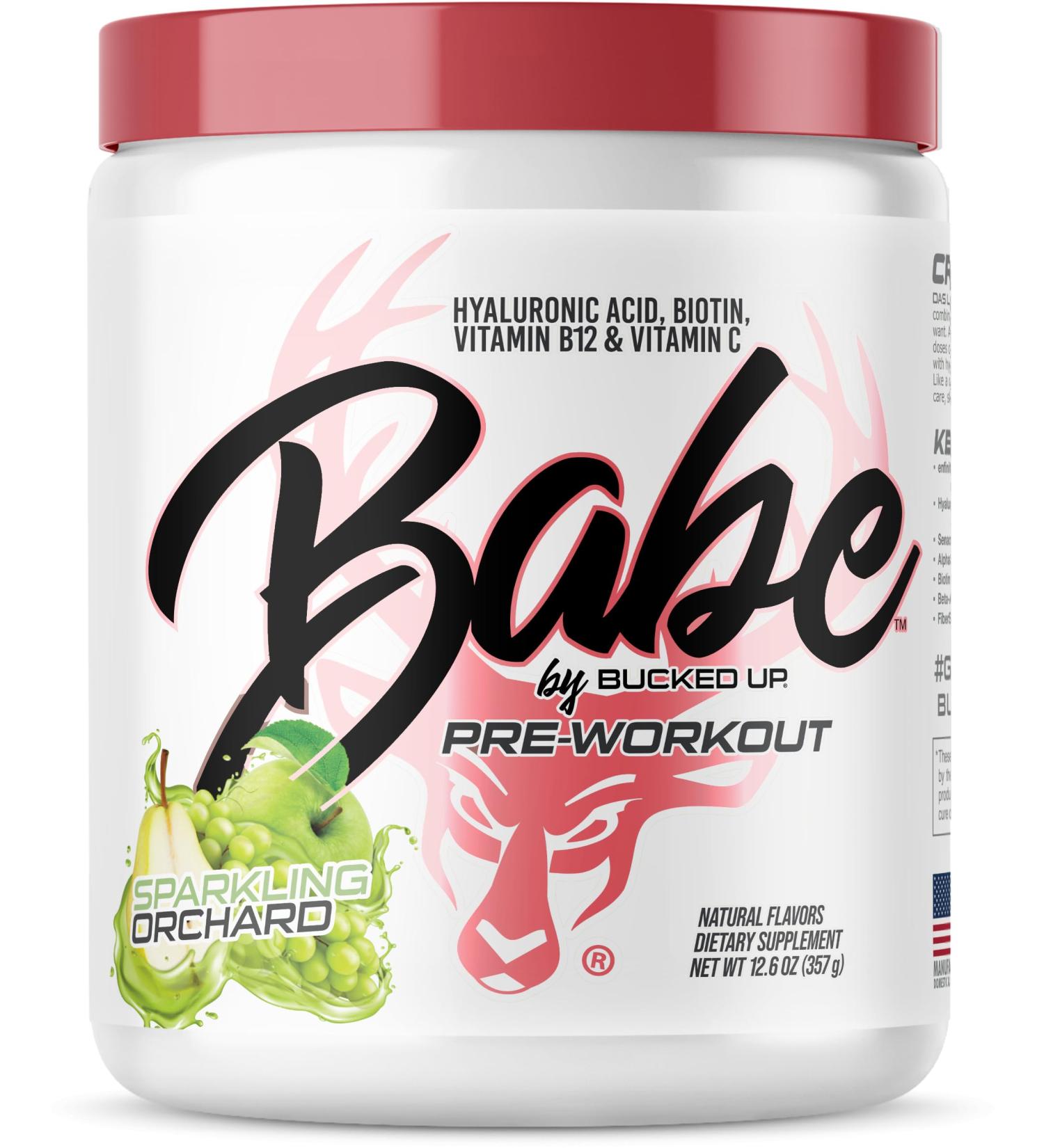 Babe Pre Workout powder for Women | Sparkling Orchard | 6g Citrulline 2g Beta-Alanine 100mg Hyaluronic Acid 5mg Biotin and 5 other registered trademarked ingredients | 30 servings | 12.6 OZ - Buy Online on GoSupps.com