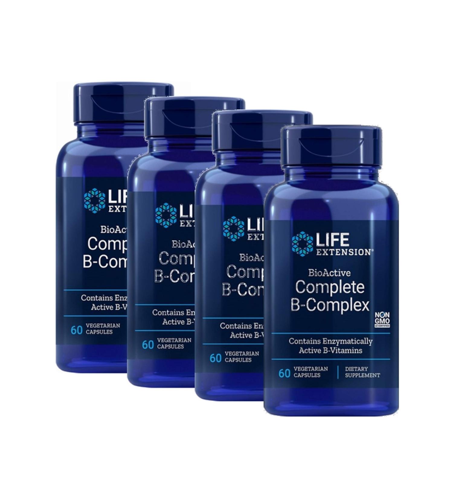 Life Extension BioActive Complete B Complex The Most Complete B Complex Formula 60 Vegetarian Capsules 4-Pak
