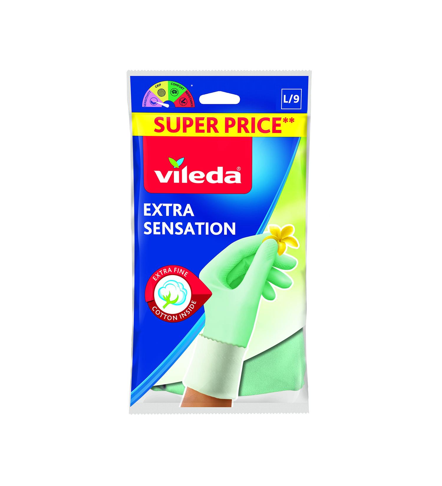 VILEDA Guanti Extra Sensation Gloves L - Alloyed Steel Green | 1 Pack (2 Gloves) - International Shipping Available - Buy Online on GoSupps.com