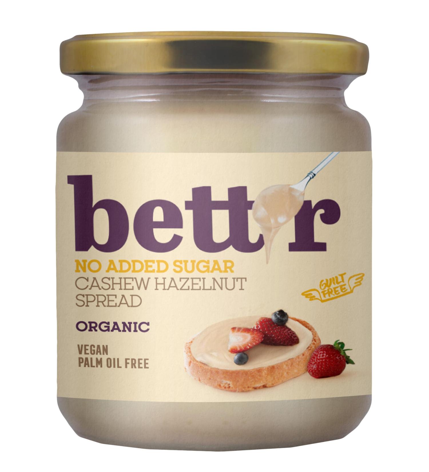 Bett r Cashew Hazelnut Cream Without Added Sugar - 100% Organic Vegan and Palm Oil Free - 250 g - Buy Online on GoSupps.com