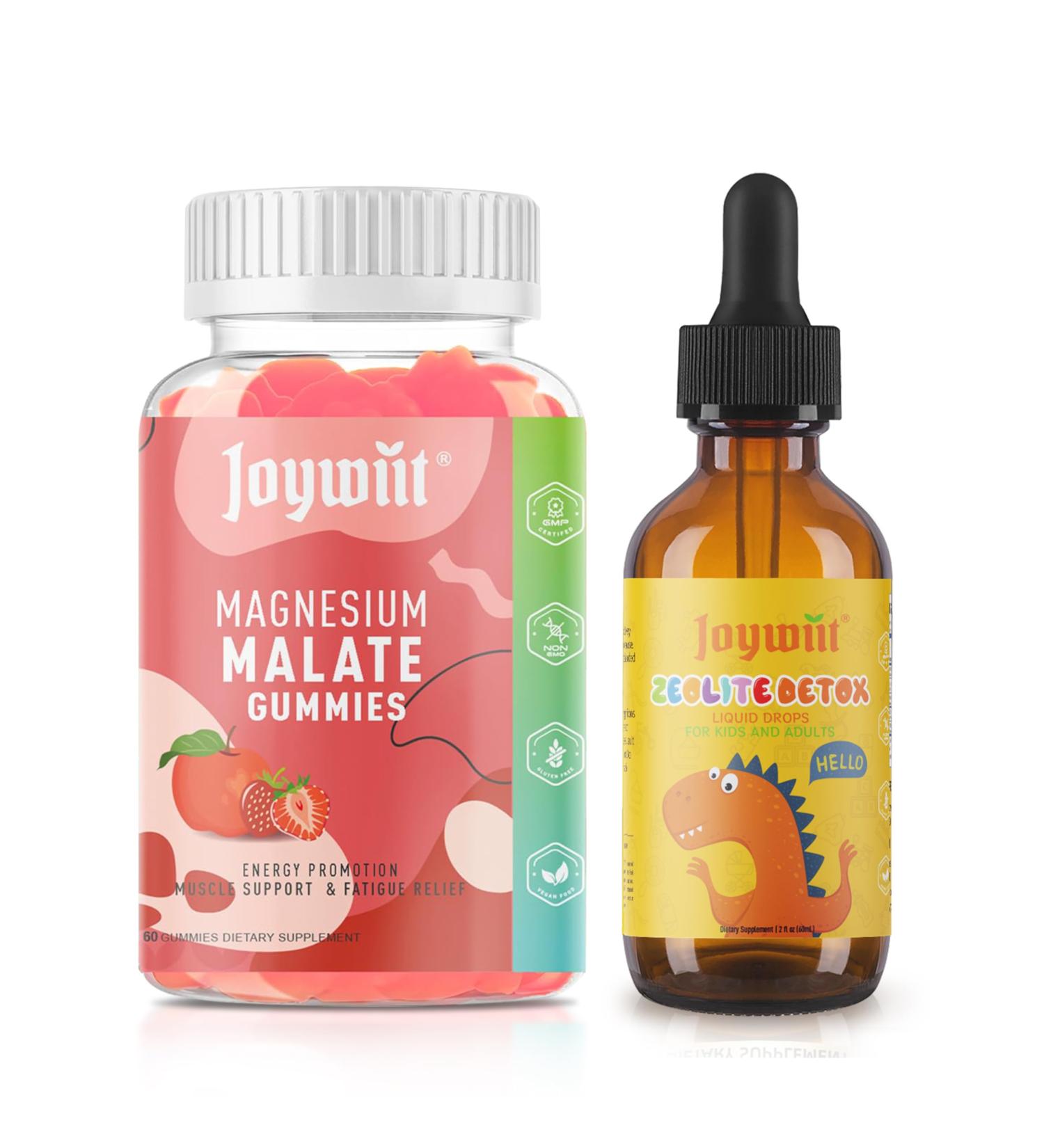 Magnesium Malate + L-Theanine + CoQ10 + B6 Strawberry Gummies & Zeolite Detox for Kids Drops (B12 Folate D3 Prebiotic Orange) Immune Support Vegan Non-GMO 60 Gummies + 60mL - Buy Online on GoSupps.com