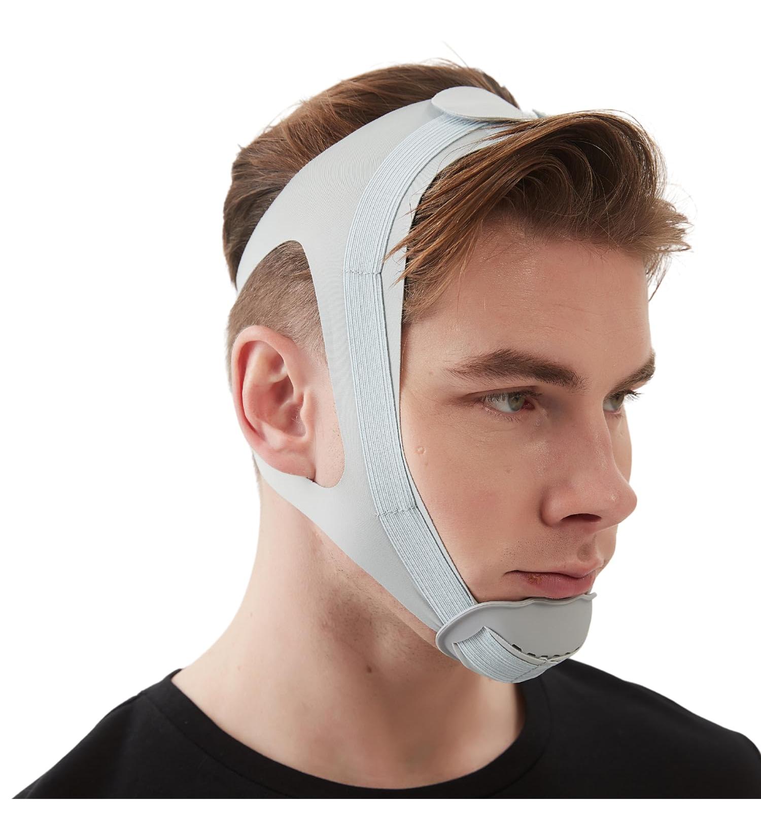 Upgraded Anti Snore Chin Strap Stop Snoring Device for Sleeping Effective Snoring Solution Adjustable & Breathable Snore Stopper for Men Women