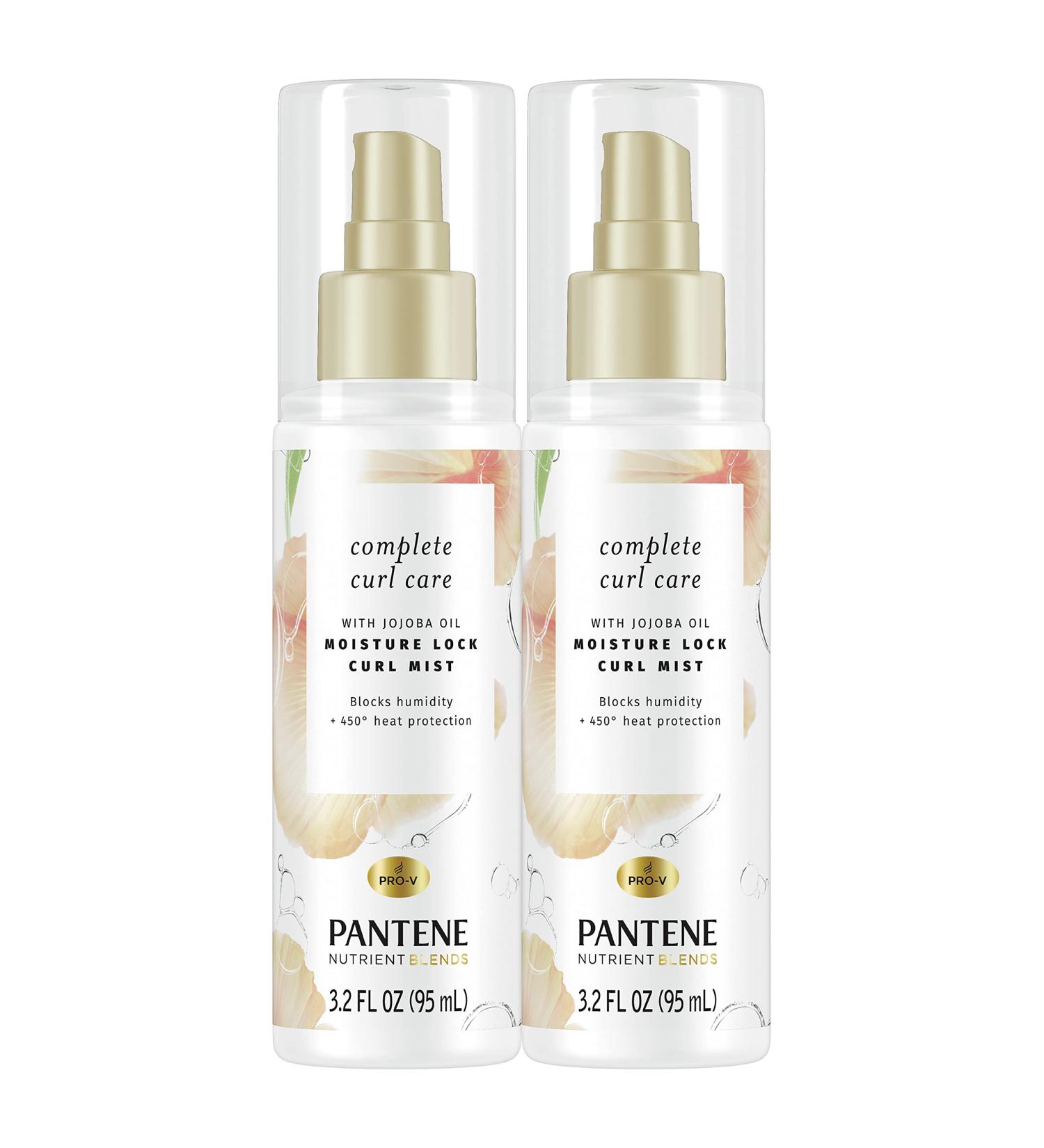 Pantene Heat Protectant Spray with Jojoba Oil for Curly Hair Twin Pack - 3.2 fl oz | Sulfate Free Curl Lock Mist - Buy Online on GoSupps.com