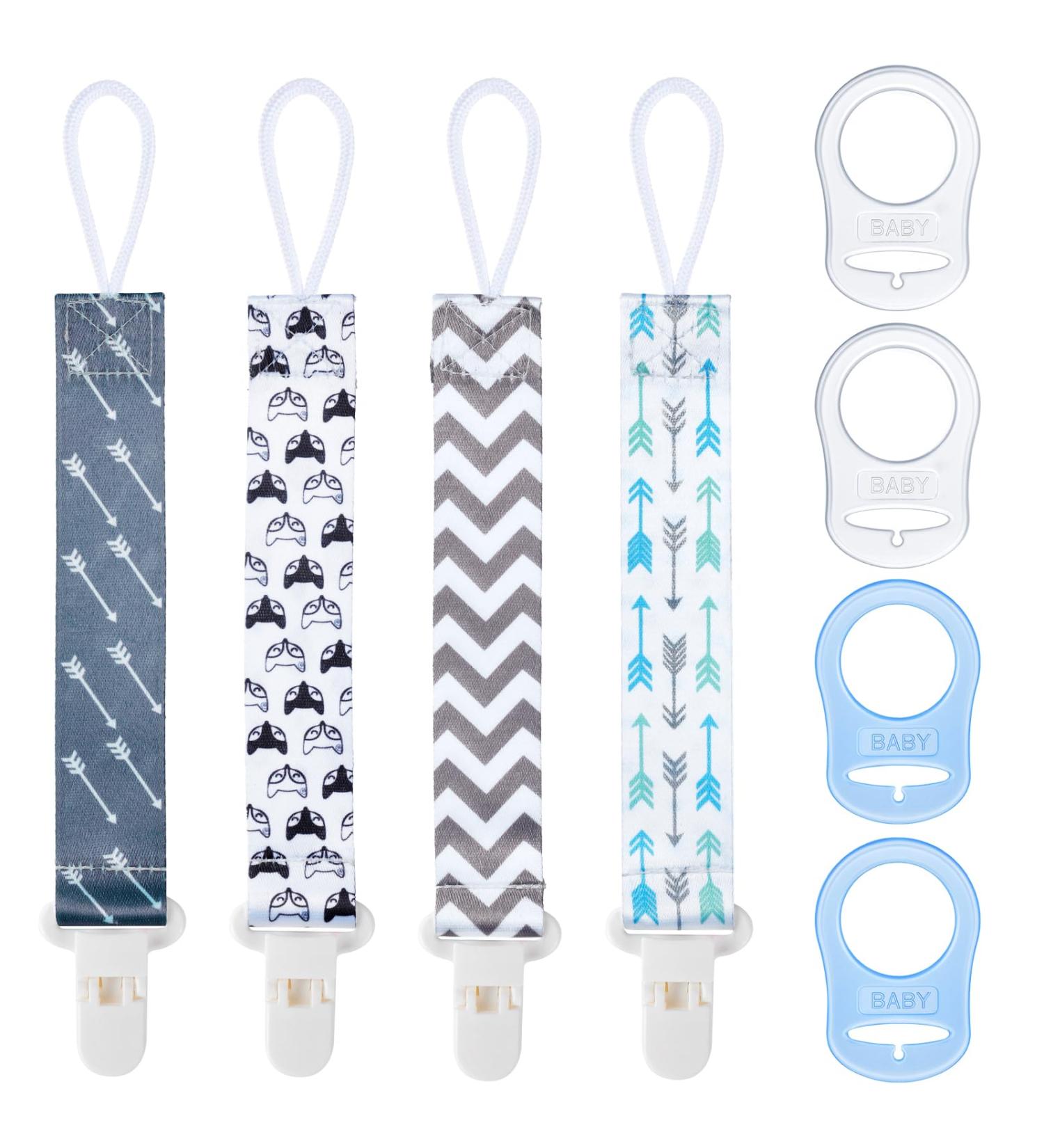 Aolso Silicone Dummy Clips Adapter 4pcs - Baby Pacifier Holder & Teething Toy Straps - Buy Online on GoSupps.com