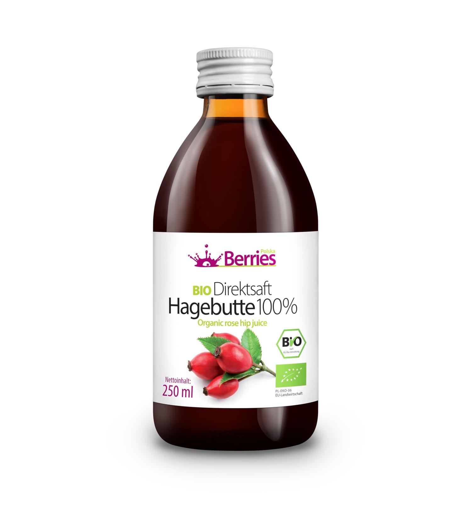 Organic Cold-Pressed Berries Polska Bio Juice - 250ml Rose Hip - Sugar-Free GMO-Free Vegan & Preservative-Free - Buy Online on GoSupps.com