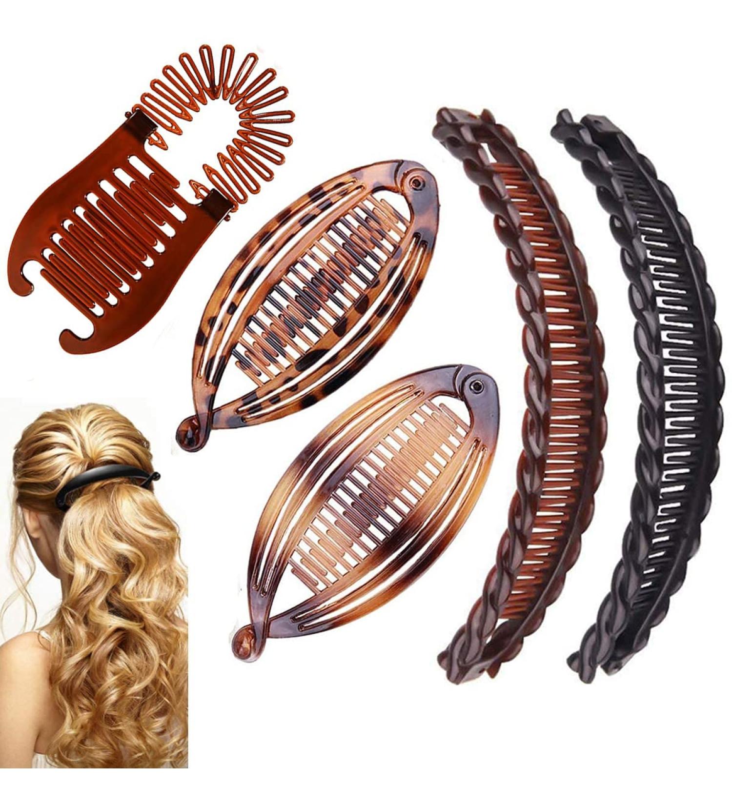 Vintage Banana Hair Clips for Thick Curly Hair - Set of 2 Double Fishtail Combs - Women's & Girls' Accessories - Buy Online on GoSupps.com
