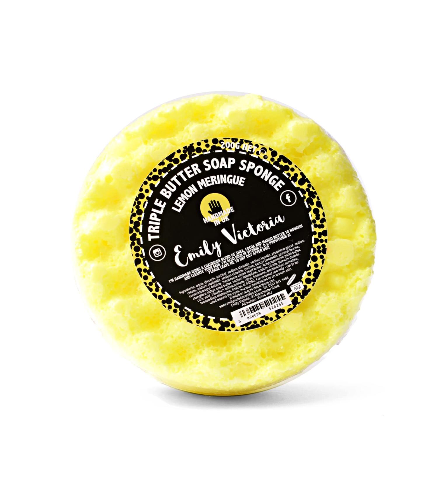 Emily Victoria Soap Sponge with 3 Butters Lemon Meringue Citrus and Sweet Fragrance 200 g
