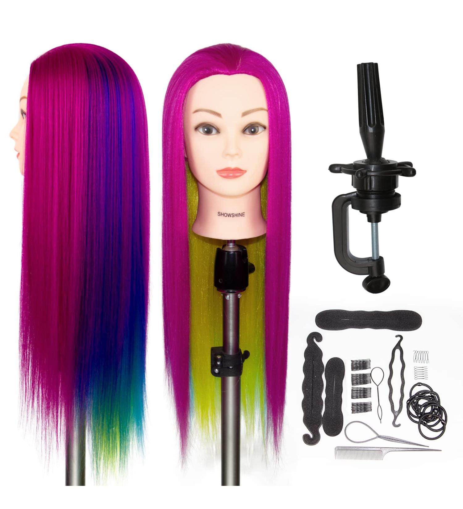SHOWSHINE Rainbow Training Heads - Burgundy Styling & Practice Head for Hair Design | International Shipping Available - Buy Online on GoSupps.com