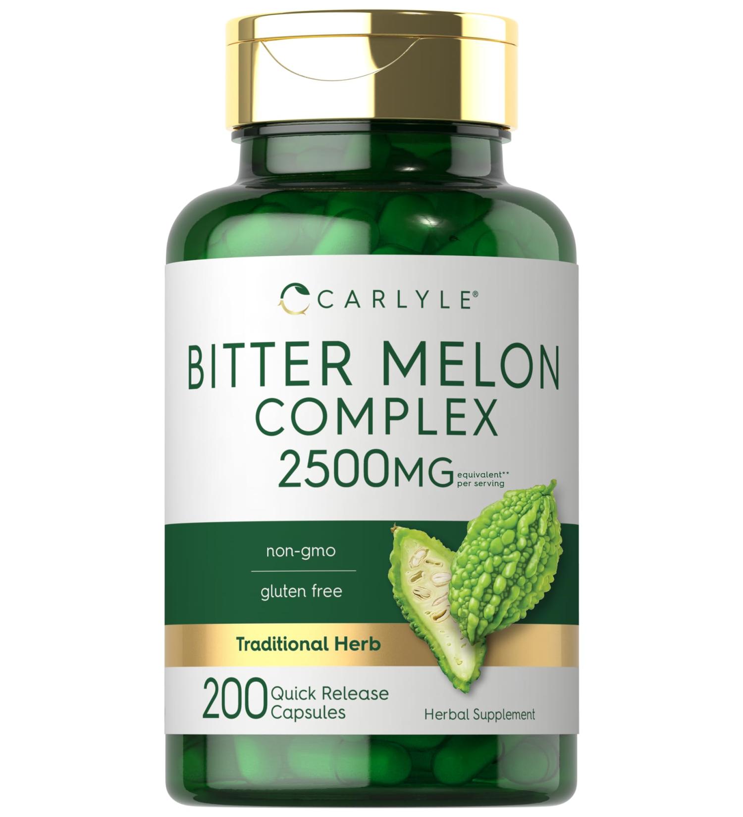 Carlyle Bitter Melon Capsules 2500 mg | 200 Count | Non-GMO & Gluten Free Extract | Complex Supplement - Buy Online on GoSupps.com