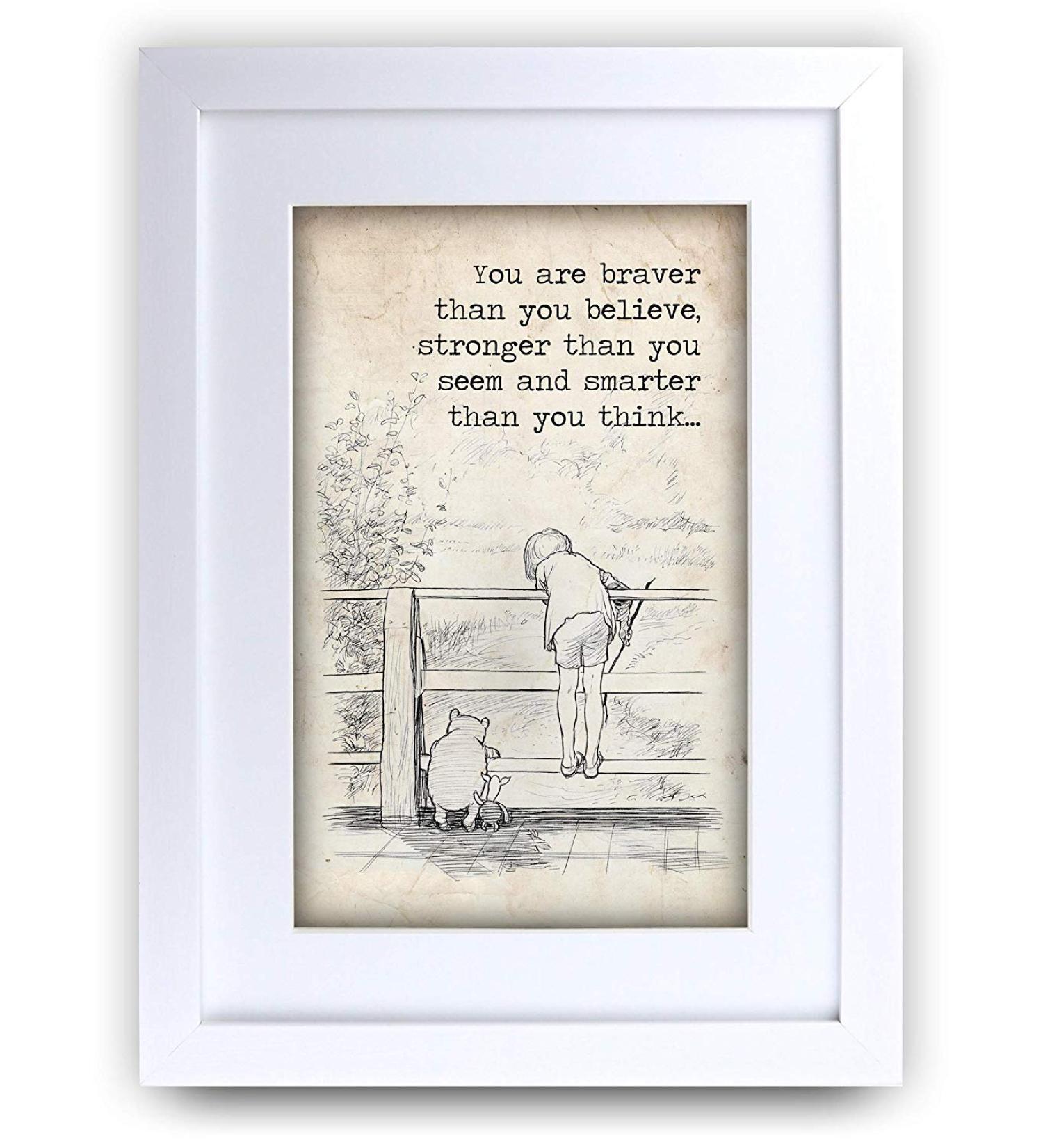 HWC Trading Winnie the Pooh Braver Stronger Smarter A3 Framed Nursery Print - Ideal Baby Shower or New Born Bedroom Gift - Buy Online on GoSupps.com