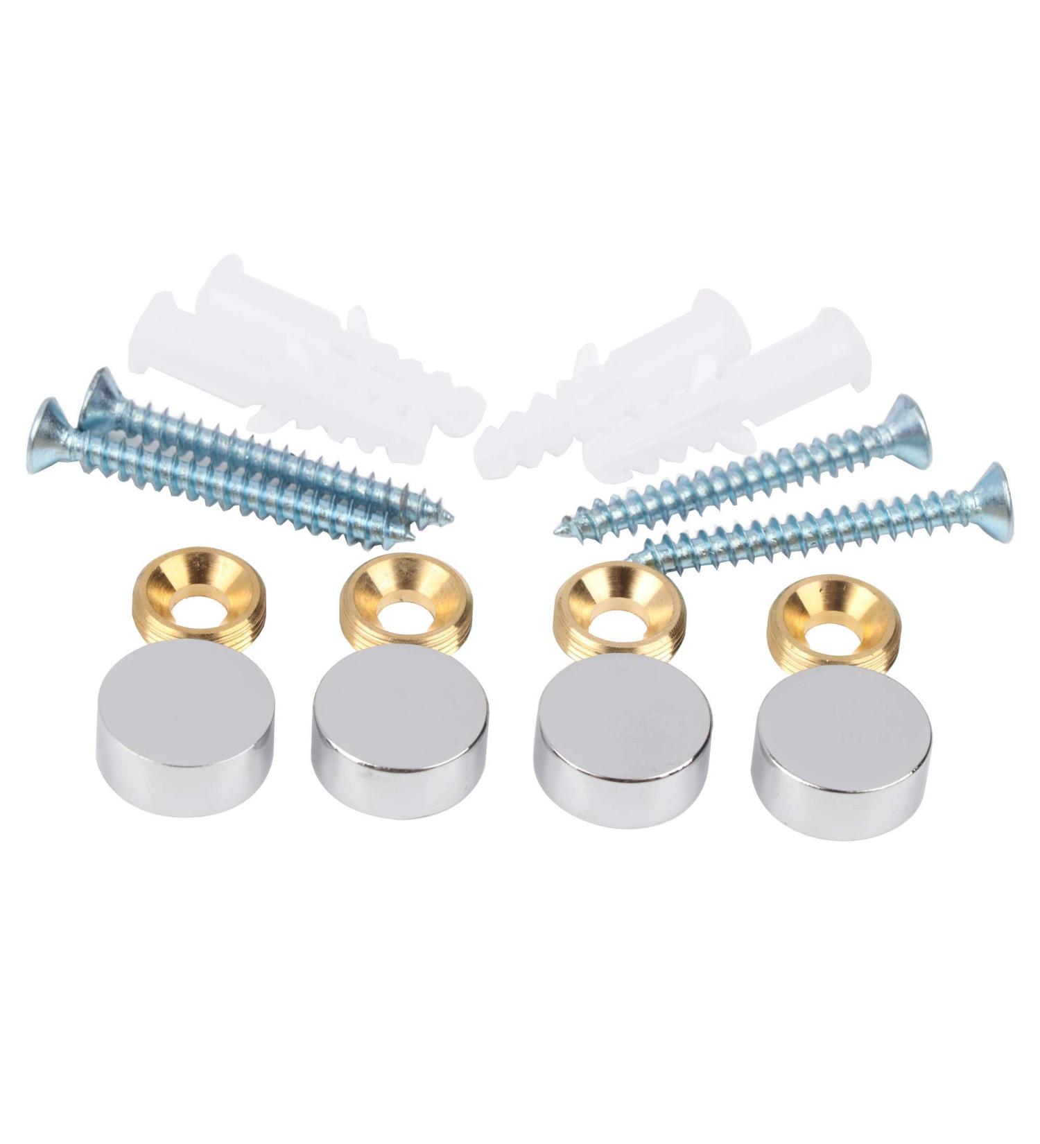 Brass Cap Mirror Screws 0.6 Polished Chrome - 4 Pack Circle Decorative Nails - Buy Online on GoSupps.com