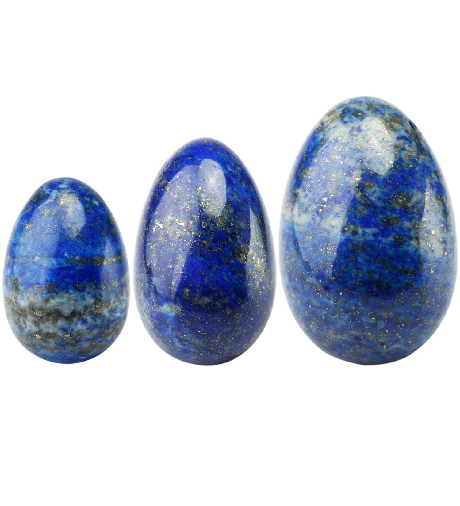 Mookaitedecor Lapislazuli Yoni Eggs Set - 3 Sizes Pelvic Floor Trainer & Massage Stones for Postpartum Relaxation - Buy Online on GoSupps.com