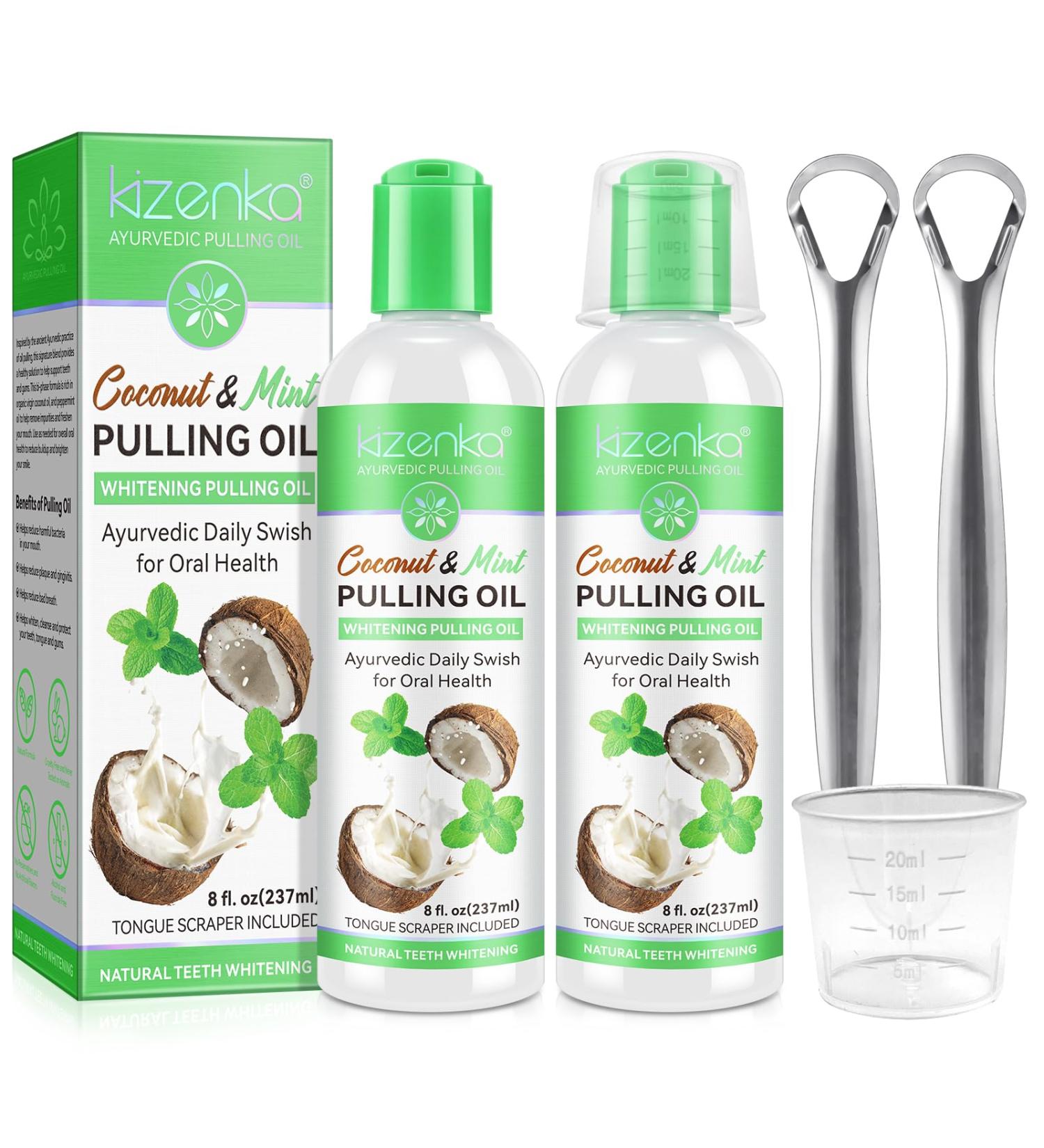 Organic Coconut Pulling Oil & Essential Oils Mouthwash - Fresh Breath Teeth Whitening & Gum Health (2 Pack - Buy Online on GoSupps.com