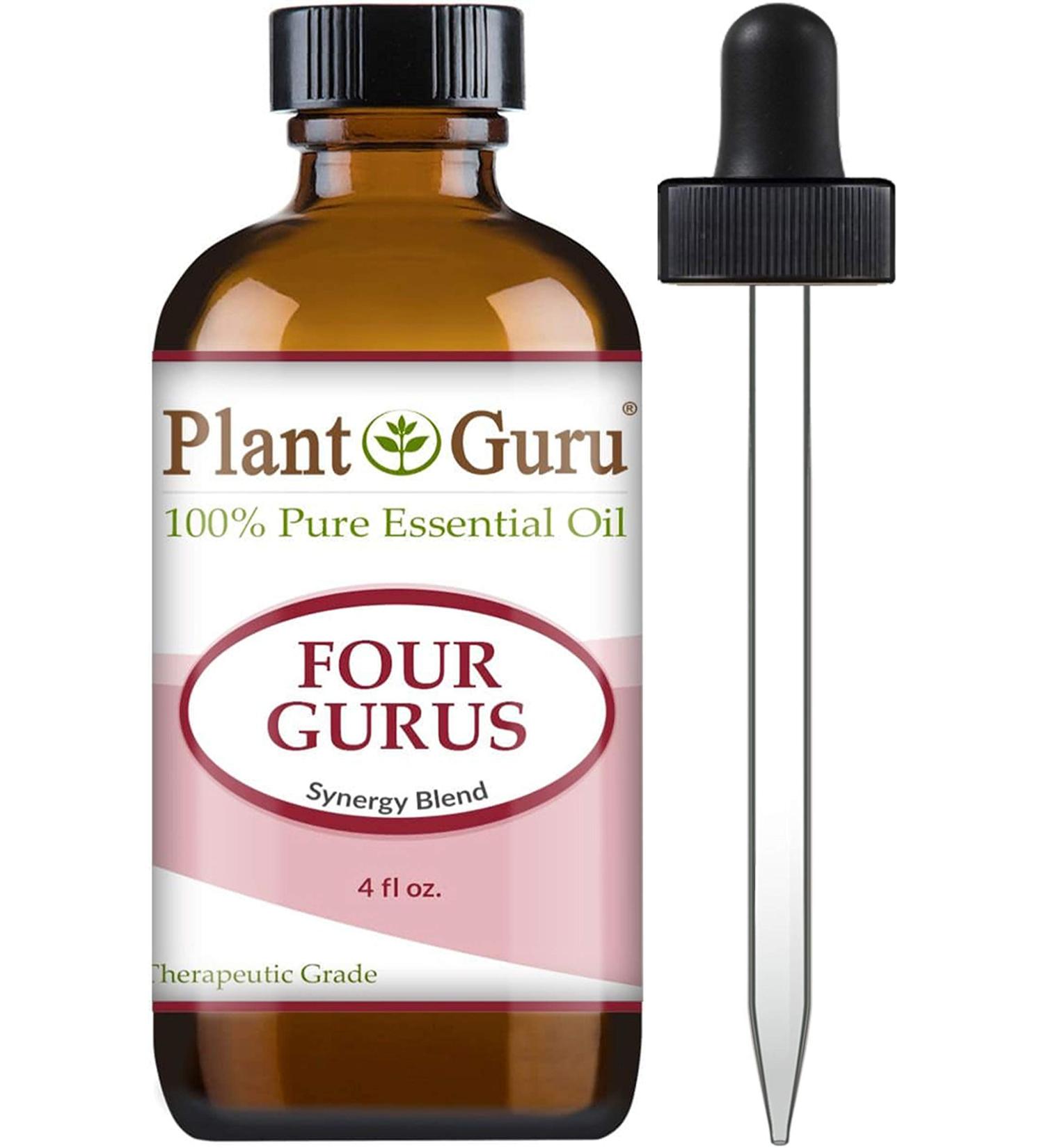 Four Gurus Essential Oil Blend 4 oz Bulk 100% Pure Natural Therapeutic Grade Blended with Clove Cinnamon Lemon Rosemary Eucalyptus for Aromatherapy Diffuser and Immune Support