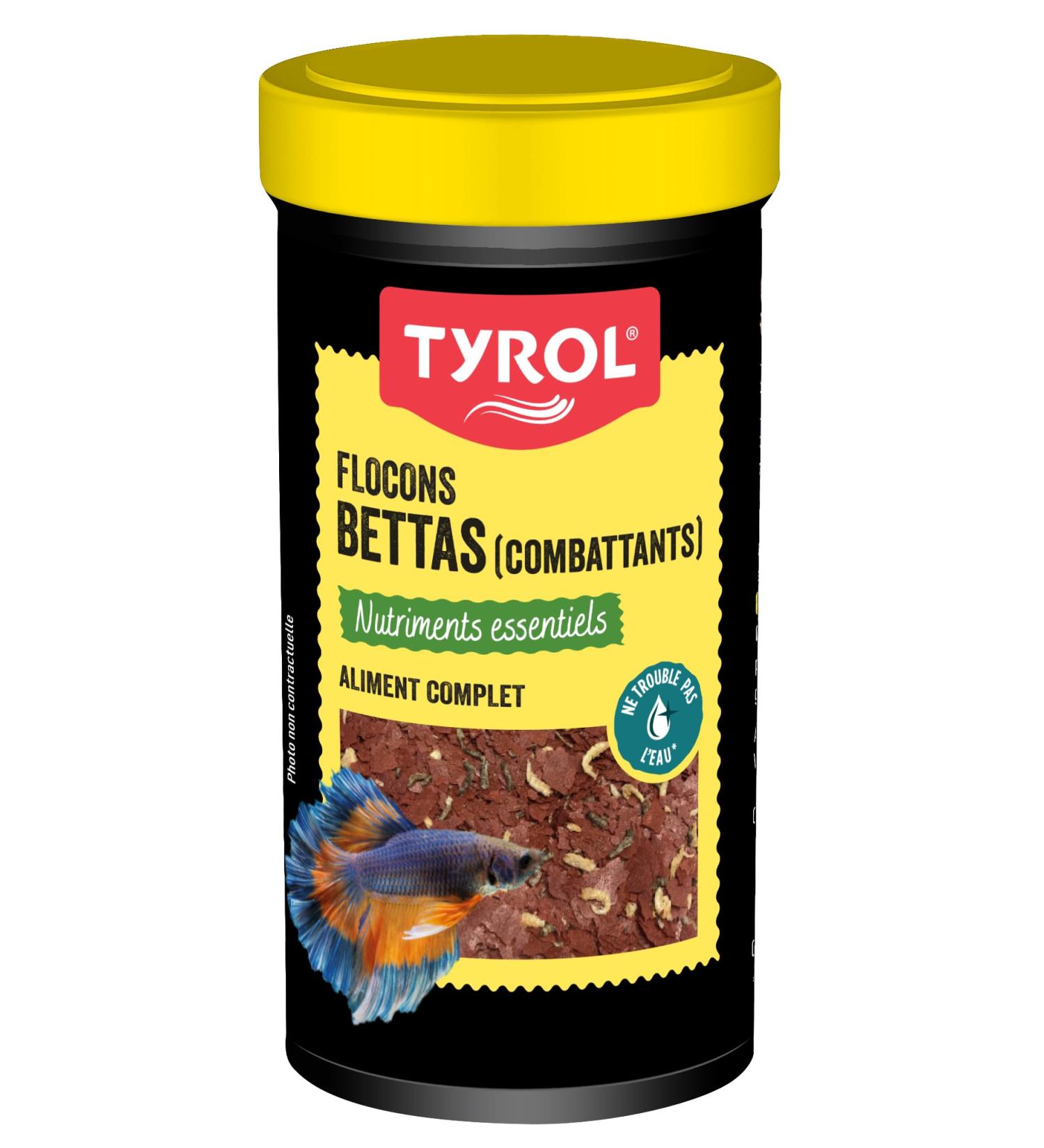 Tyrol - Fish Flakes - Aquarium Fish Food - Complete Fish Food with Quality Ingredients - Enhances Fish Colors - Betta Fish Food 100 Ml