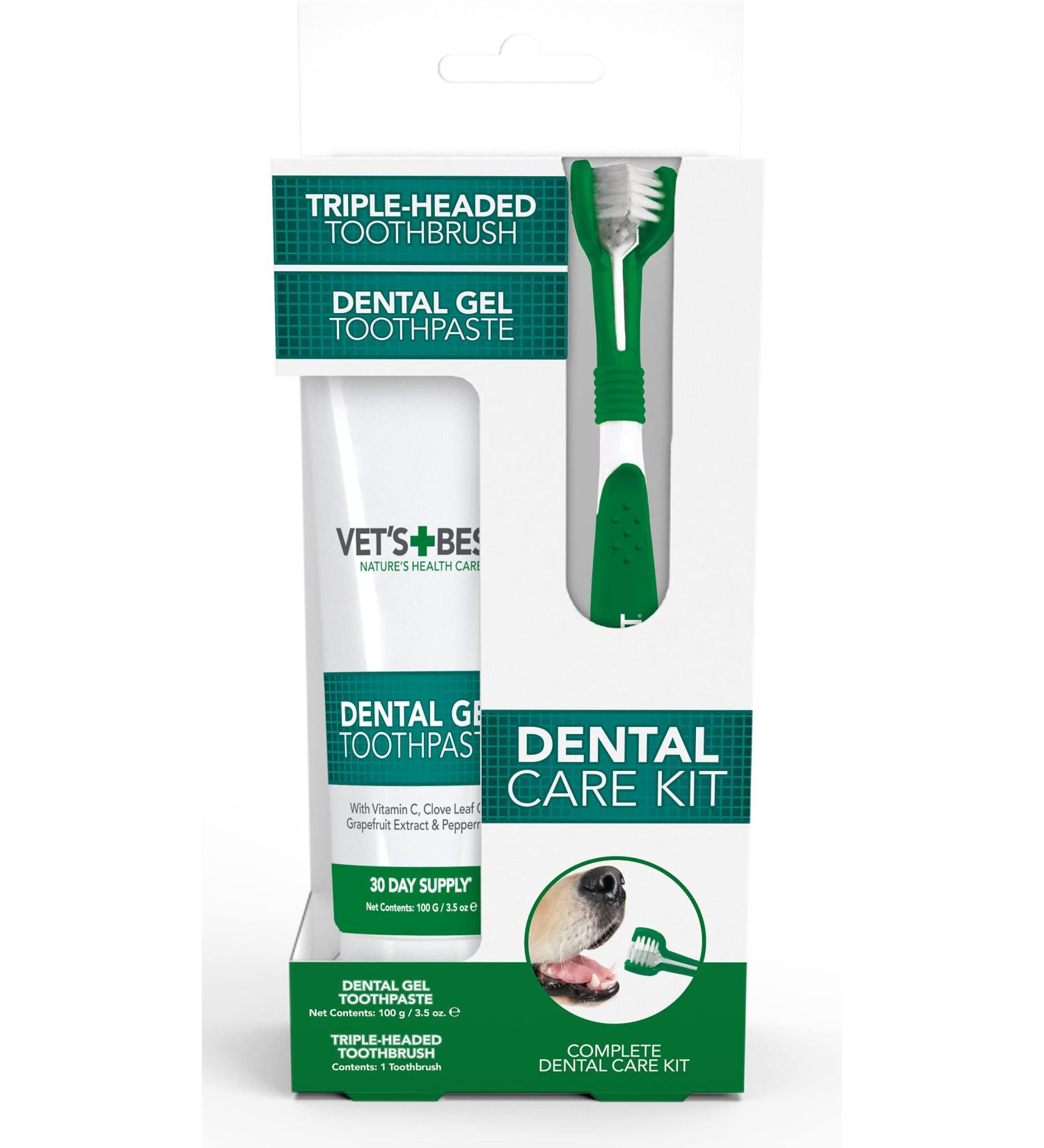 Vet s Best Dog Toothpaste Teeth Cleaning and Fresh Breath Dental Care Gel Kit - Buy Online on GoSupps.com
