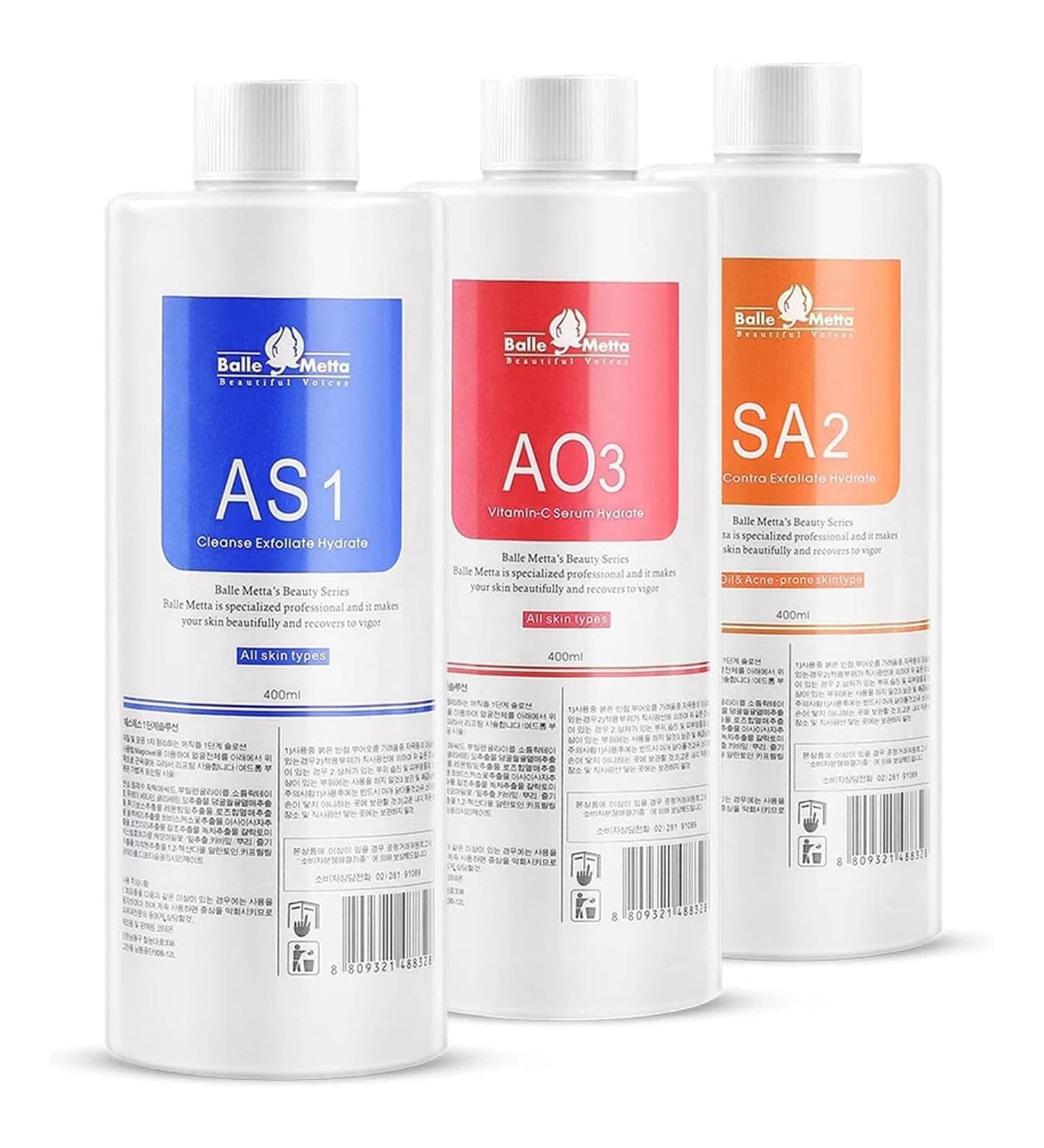 Aqua Peeling Solution for SPA Salon 3 Bottle 400ml Skin Care Aqua Peel Serum Small Bubble Solution Hydro Facial Machine Solution for Cleaning Face - Buy Online on GoSupps.com