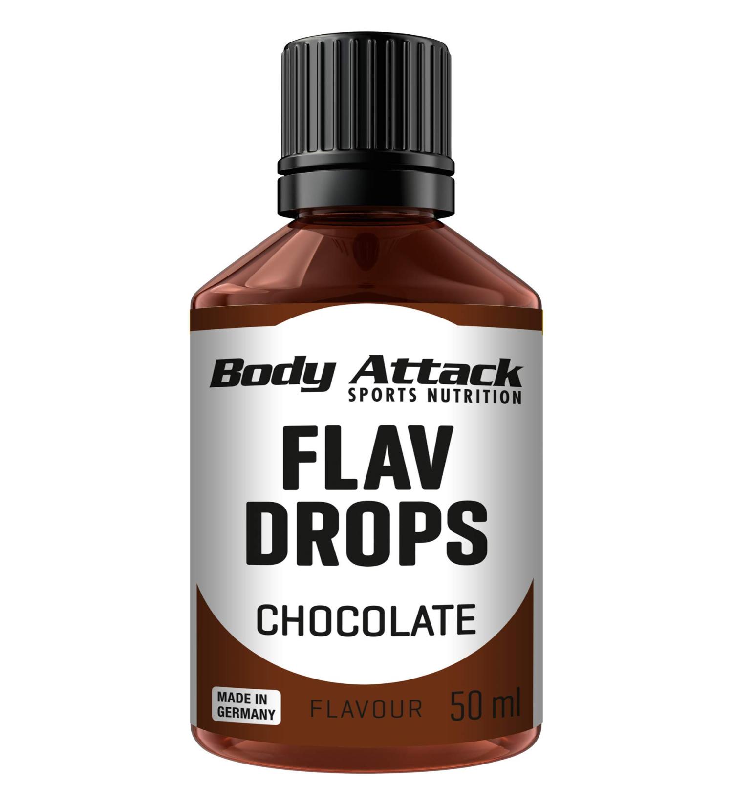 Body Attack Flav Drops - 2 x 50ml Sugar-Free Chocolate Aroma Drops | Vegan & Calorie-Free Flavoring Made in Germany - Buy Online on GoSupps.com