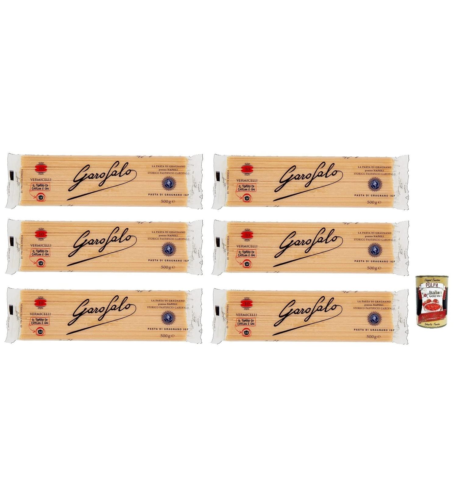  Italian Gourmet E.R. Garofalo Gragnano Pasta Vermicelli Pasta No. 10 500 g + 400 g Box of 6 - Buy Online on GoSupps.com