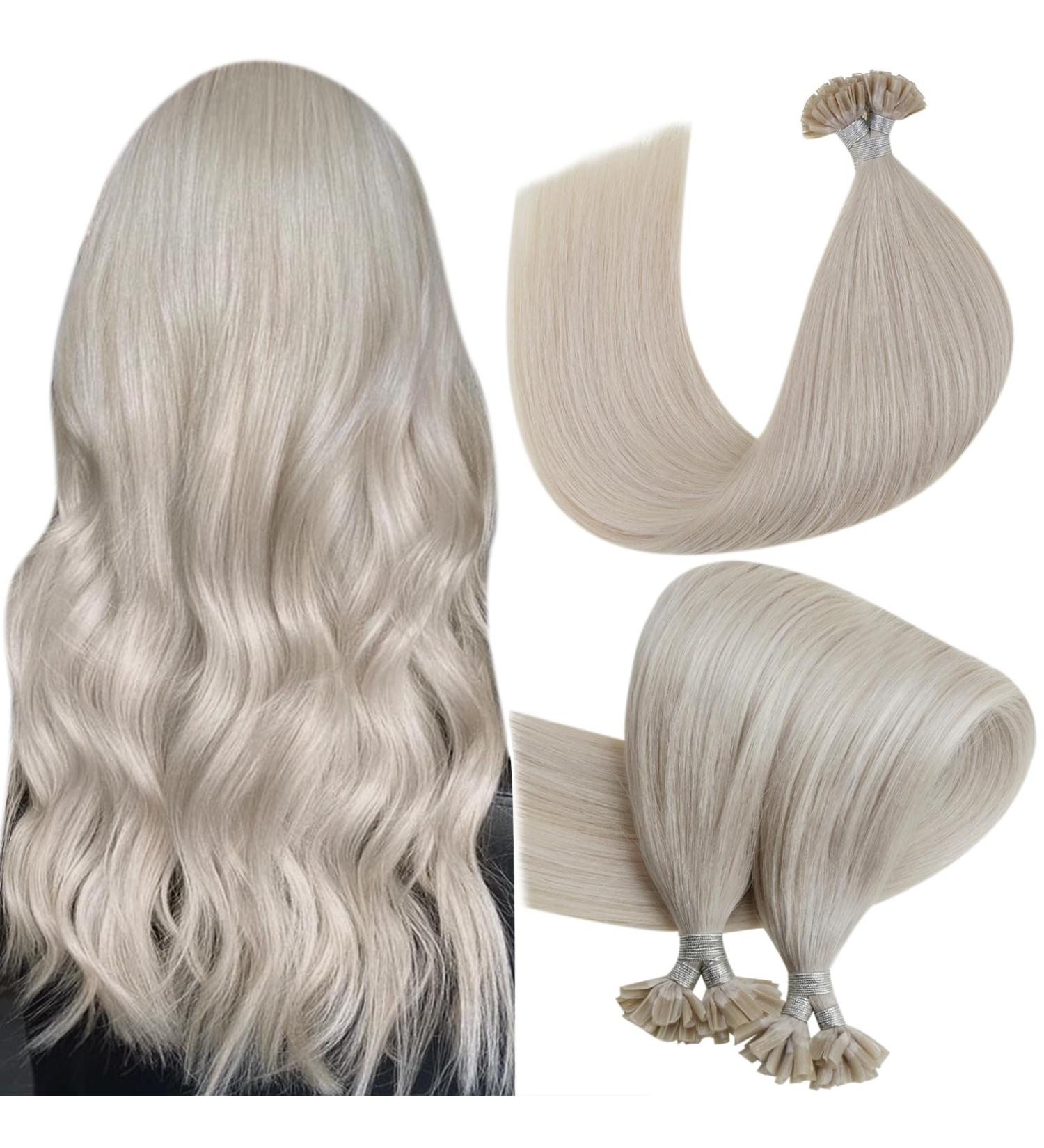 Hetto Real Hair Boning Extensions - Platinum Blonde #60 50g 50cm (20 inches) - Remy Keratin Bonding Hair Extensions - Buy Online on GoSupps.com