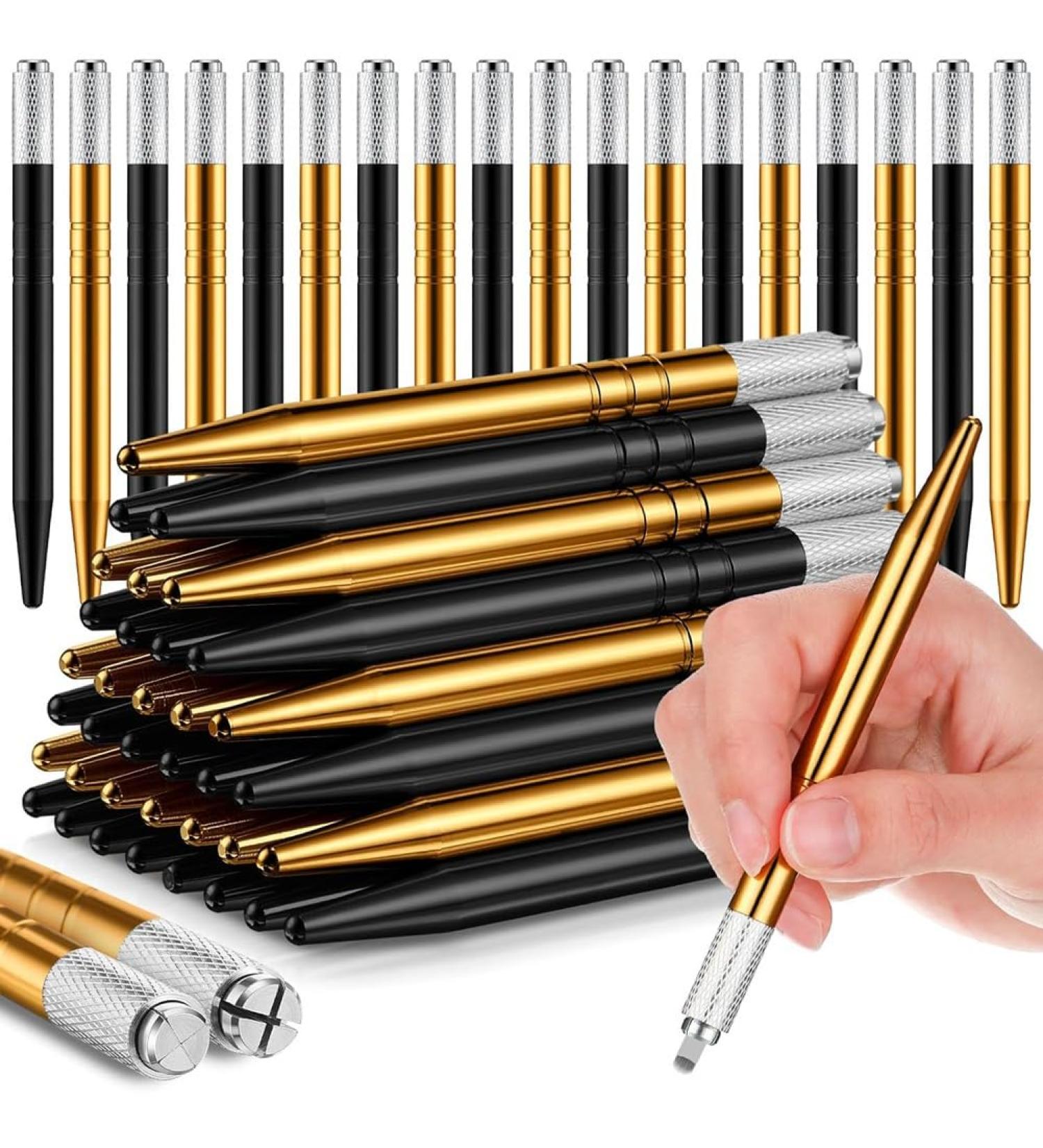 yixue 50 Count Microblading Pens Manual Eyebrow Pencils Microblading Supplies Aluminum Microblading Hand Tools for Cosmetics Easy Install B Black&gold - Buy Online on GoSupps.com