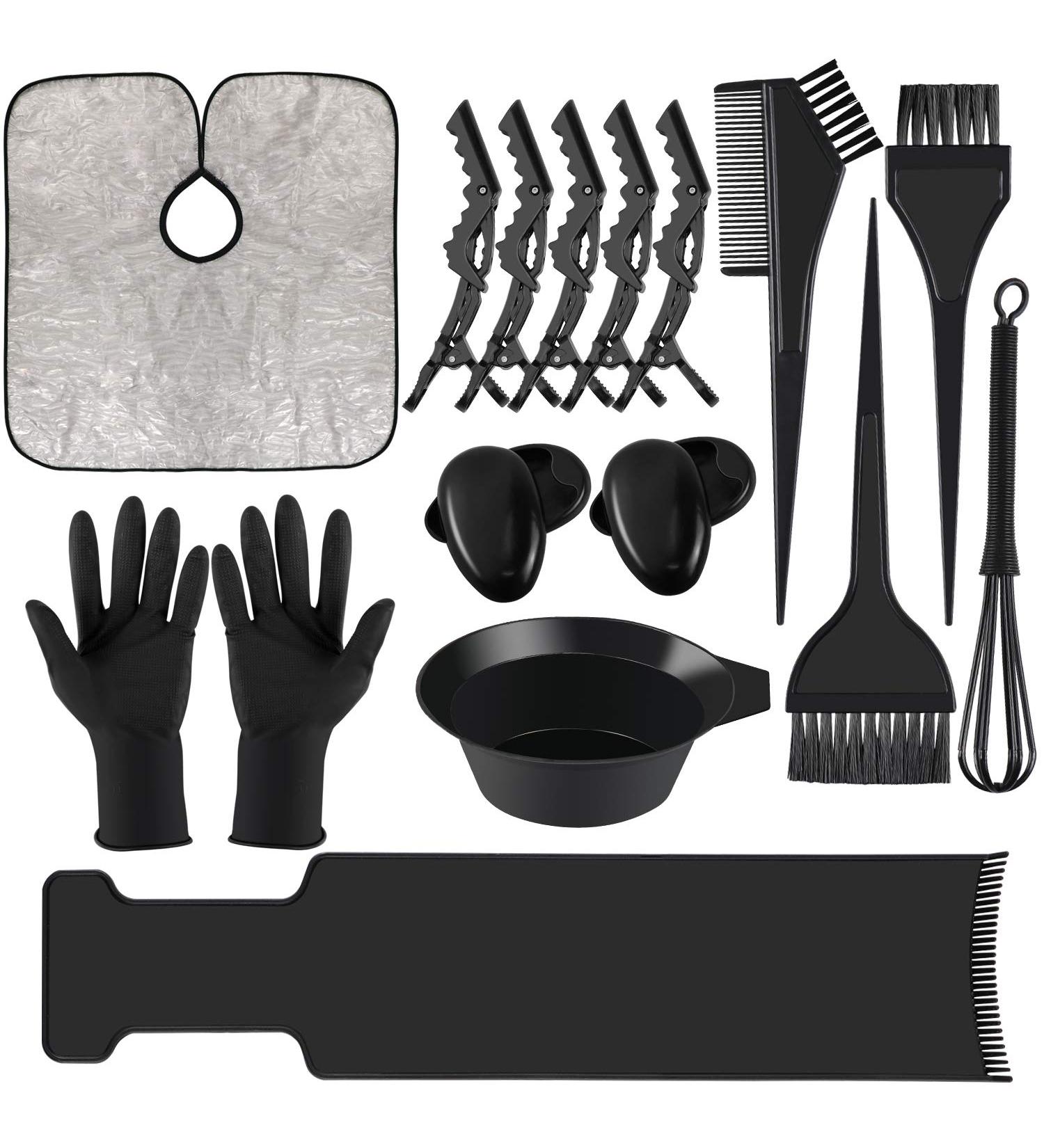 Dreamtop 18 PCS Hair Dye Coloring Kit - Salon Quality Hair Tinting Bowl, Brush, Gloves, Highlighting Board, Mixer, Cape, Ear Cover - for Professional and Home Hair Coloring & Bleaching - Buy Online on GoSupps.com