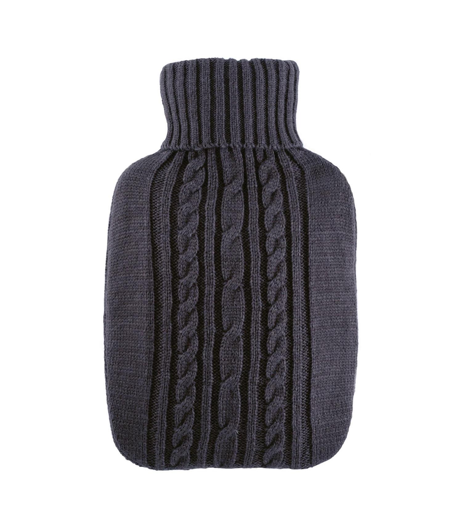 Hugo Frosch Hot Water Bottle Classic 1.8L - Anthracite Knitted Cover | Eco-Friendly & Warm Comfort for All Ages - Buy Online on GoSupps.com