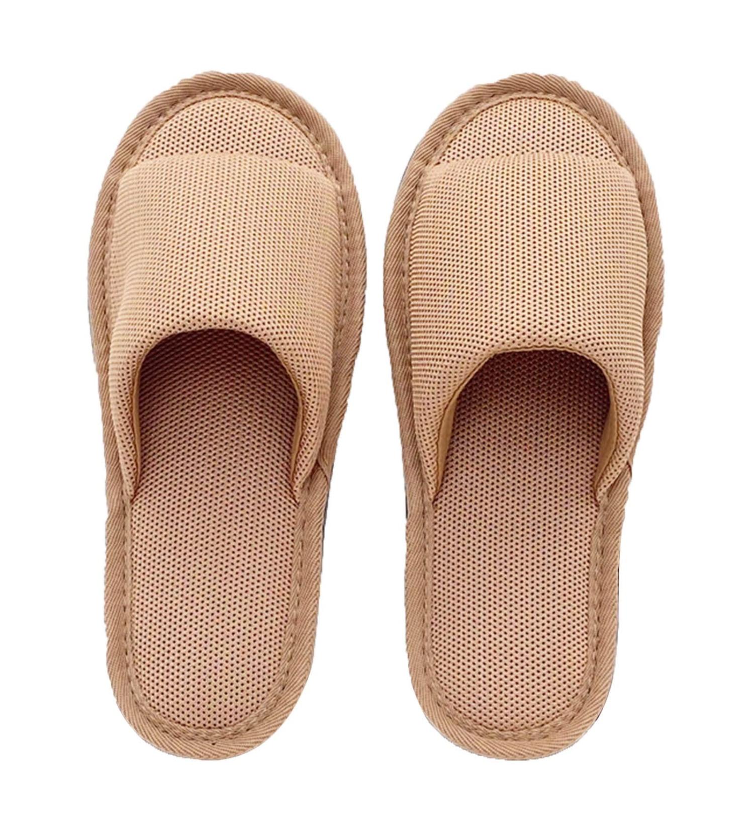 Eco-Friendly Open Toe Slippers for Men & Women - Unisex Spa House Shoes Light Brown Size 29cm/11.4in - Perfect Hotel Guest House Footwear - Buy Online on GoSupps.com