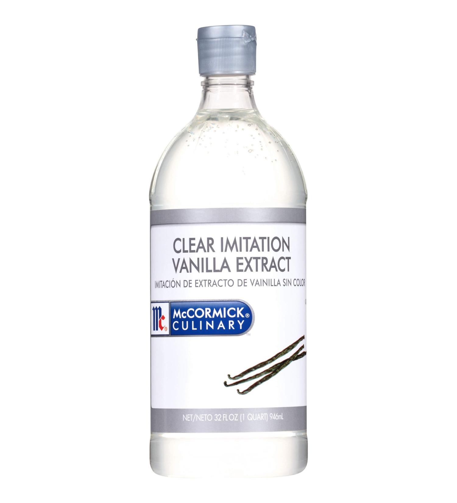 McCormick Culinary Clear Imitation Vanilla Extract  32 fl oz - One 32 Fluid Ounce Bottle of Clear Vanilla Flavoring for Baking  Perfect in Baked Goods  Frostings  Custards and Desserts 32 Fl Oz (Pack of 1) - Buy Online on GoSupps.com