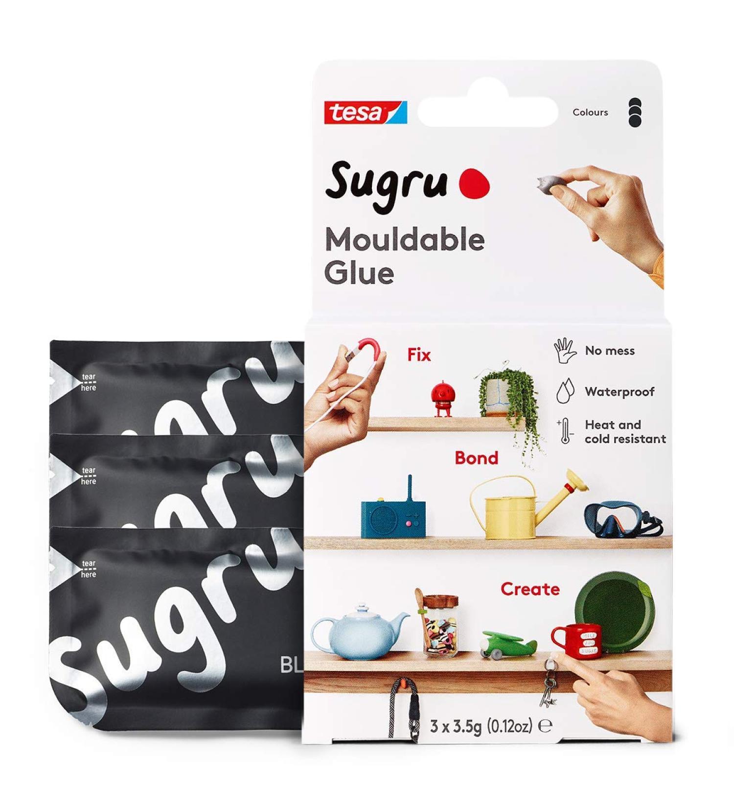 Sugru by Tesa - Moldable Silicone Repair Glue 3 Pack - Black - All Purpose Adhesive for Creative Fixing & Bonding - Buy Online on GoSupps.com