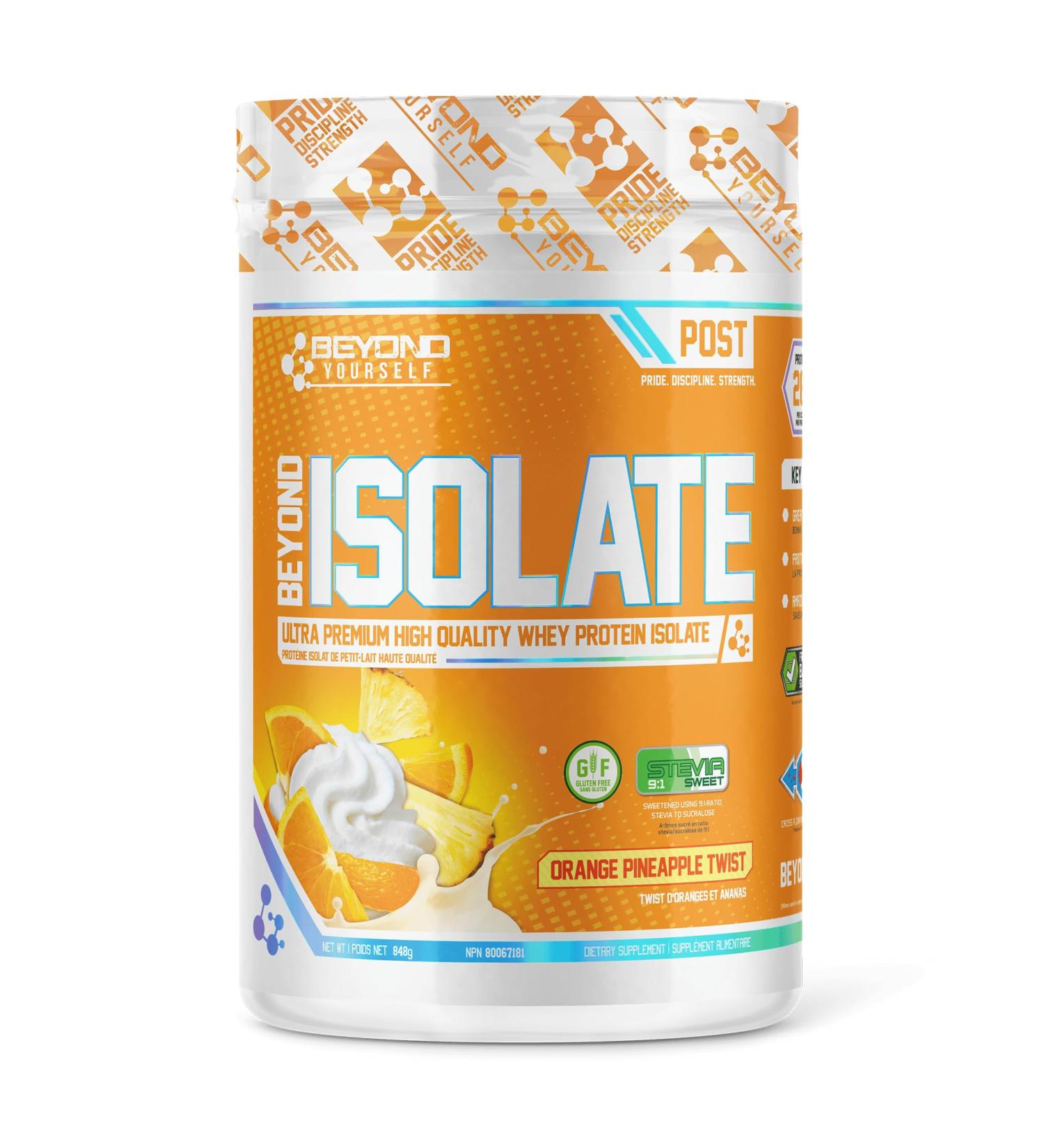 Beyond Yourself - Beyond Isolate Whey Protein | Ultra-Premium Micro-Filtered Fast Absorbing | Sugar-Free Gluten-Free No Artificial Additives or Fillers | Supports Recovery | 2lbs Orange Pineapple Orange Pineapple Twist 848 g (Pack of 1) - Buy Online on GoSupps.com