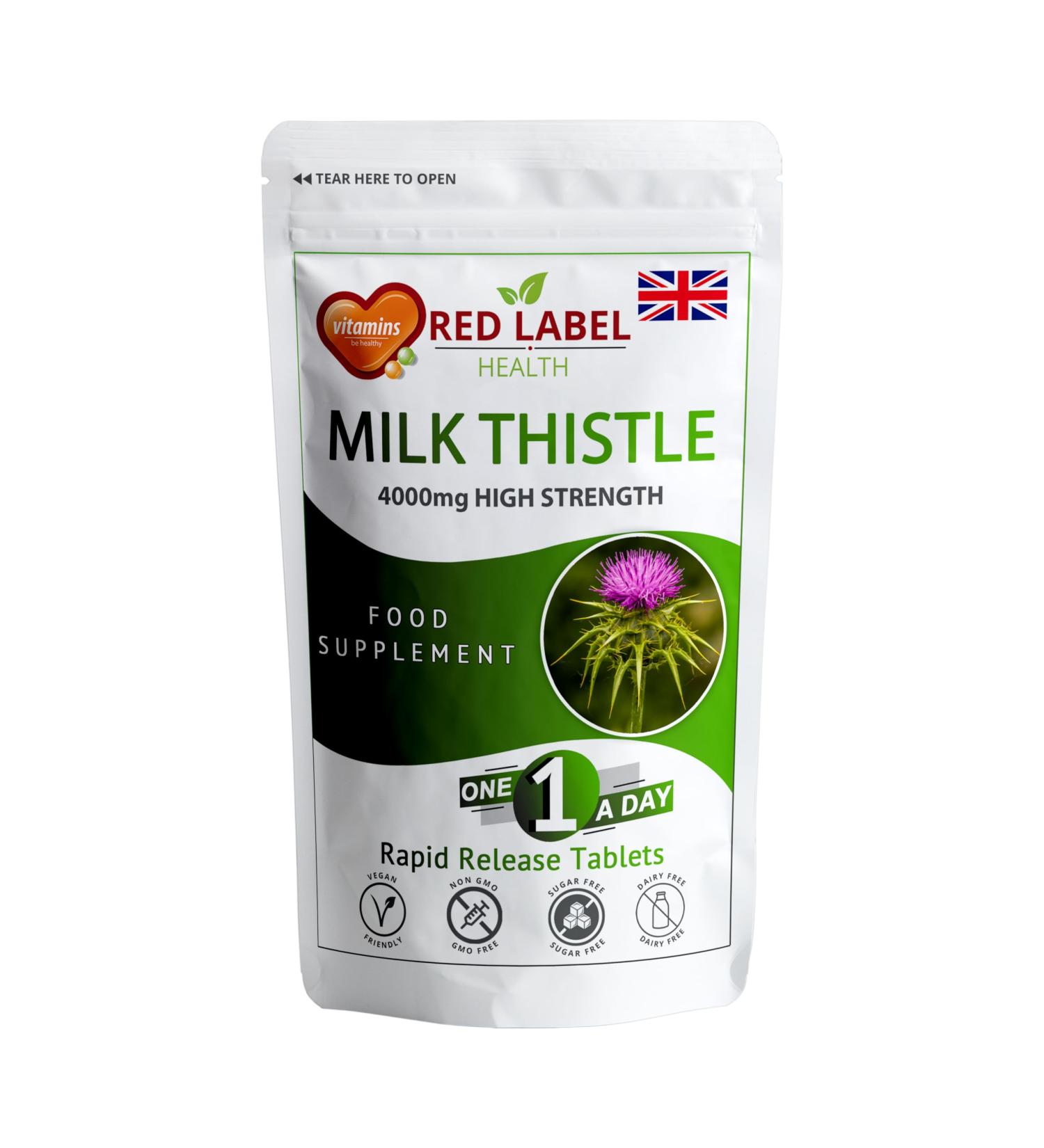Milk Thistle Supplement 4000mg 30 Tablets (1 Month Supply) Max Strength 80% Silymarin Supplement Just One a Day Milk Thistle for Men & Women Vegan Vegetarian Made in The UK 30 count (Pack of 1) - Buy Online on GoSupps.com