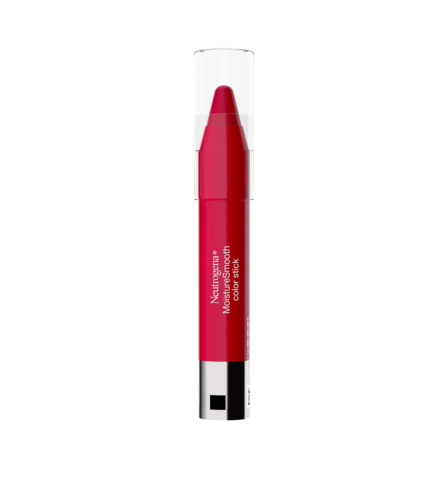 Neutrogena MoistureSmooth Color Stick for Lips - Cherry Pink 0.11 Ounce - Moisturizing Lipstick with Shea Butter and Fruit Extracts - Buy Online on GoSupps.com