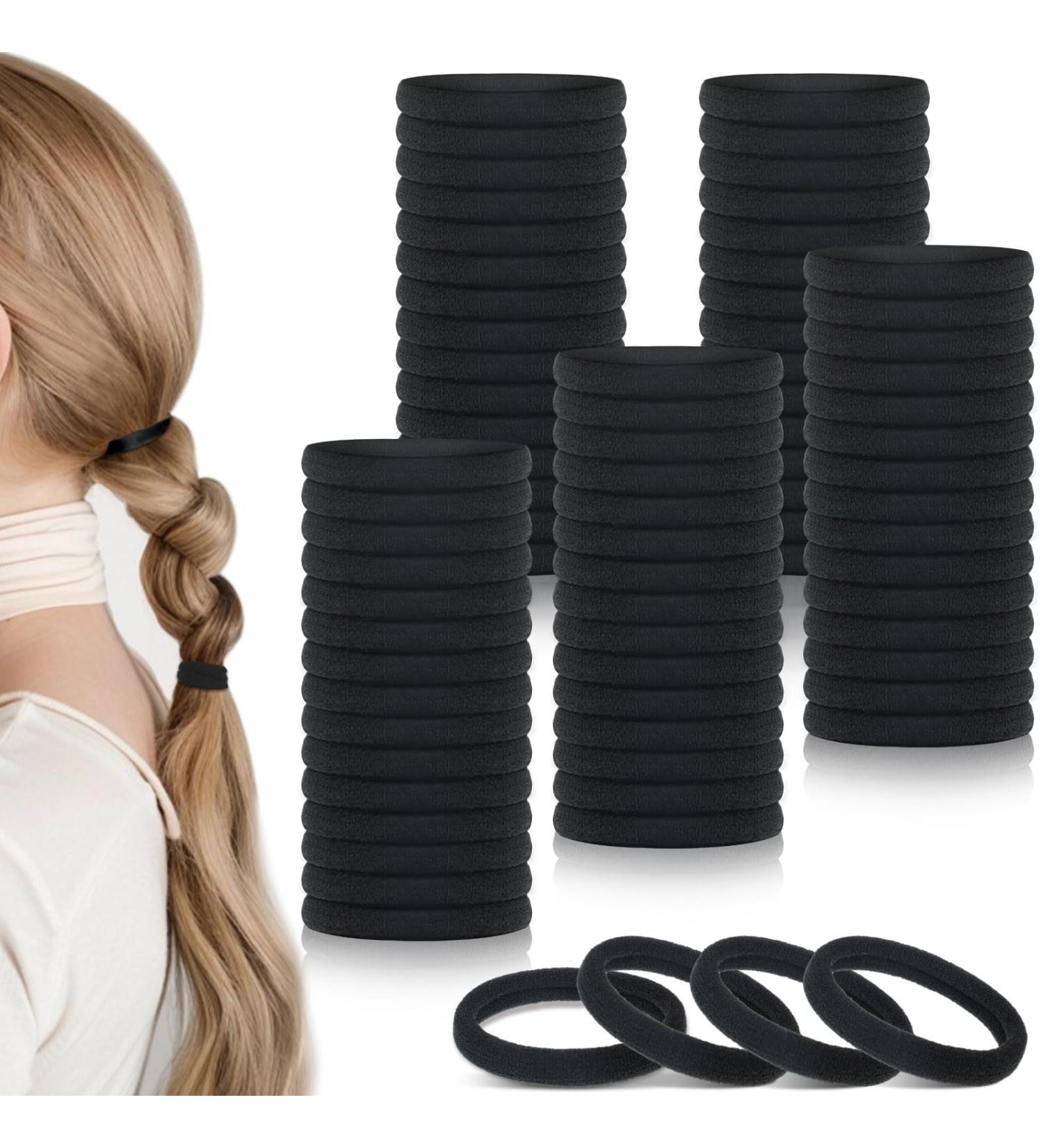 100PCS Black Seamless Hair Ties - Ponytail Holders & Elastics for Women & Girls | Premium Hair Accessories - International Shipping - Buy Online on GoSupps.com