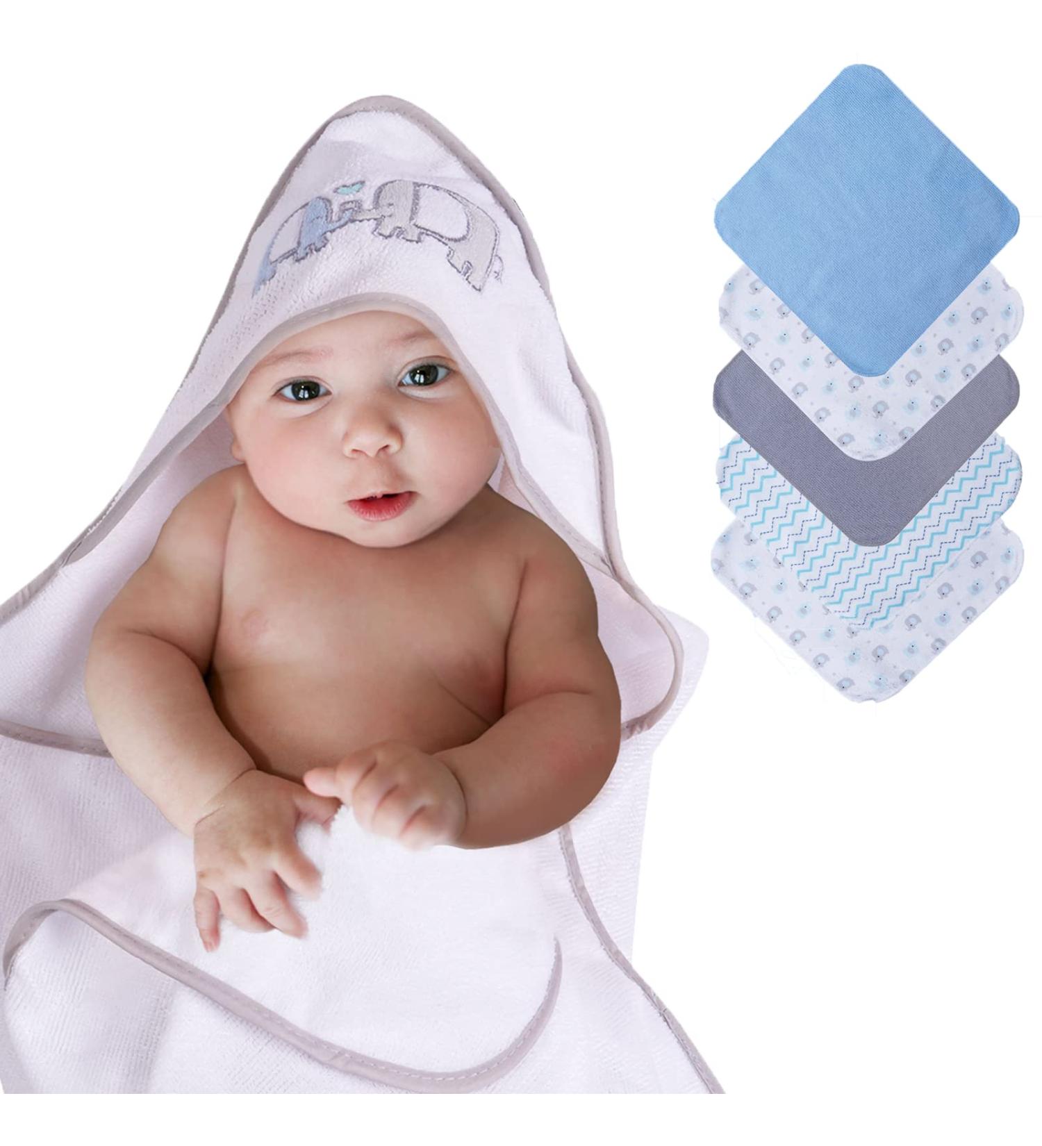 Softan Baby Hooded Bath Towel and Washcloths 6 Pack - Extra Soft & Absorbent for Newborns & Infants - Buy Online on GoSupps.com