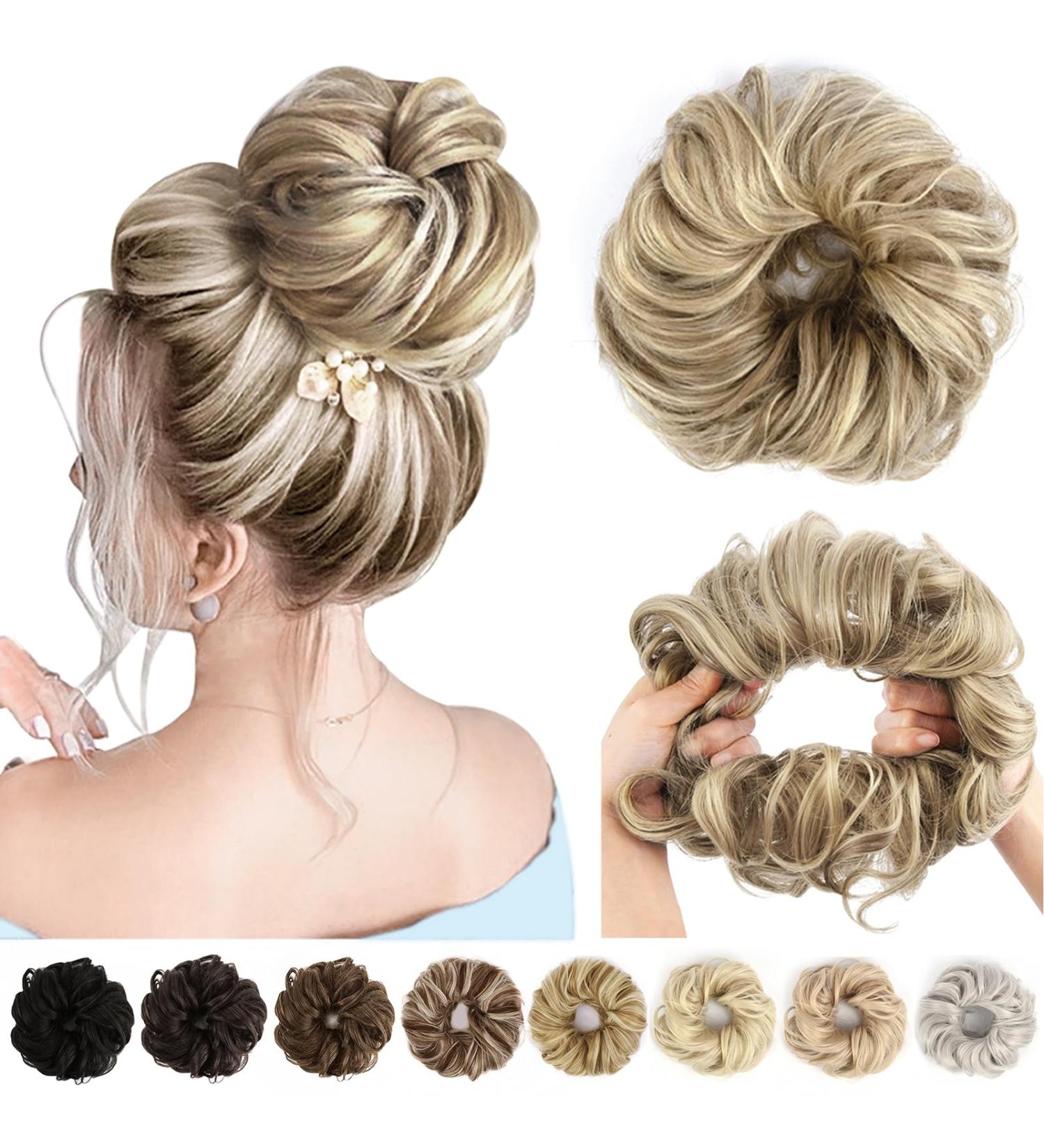 Vlasy Messy Bun Hair Piece Curly Wavy Scrunchies Extension Chignon Updo Synthetic Hair - 18/22# 60g - Buy Online on GoSupps.com