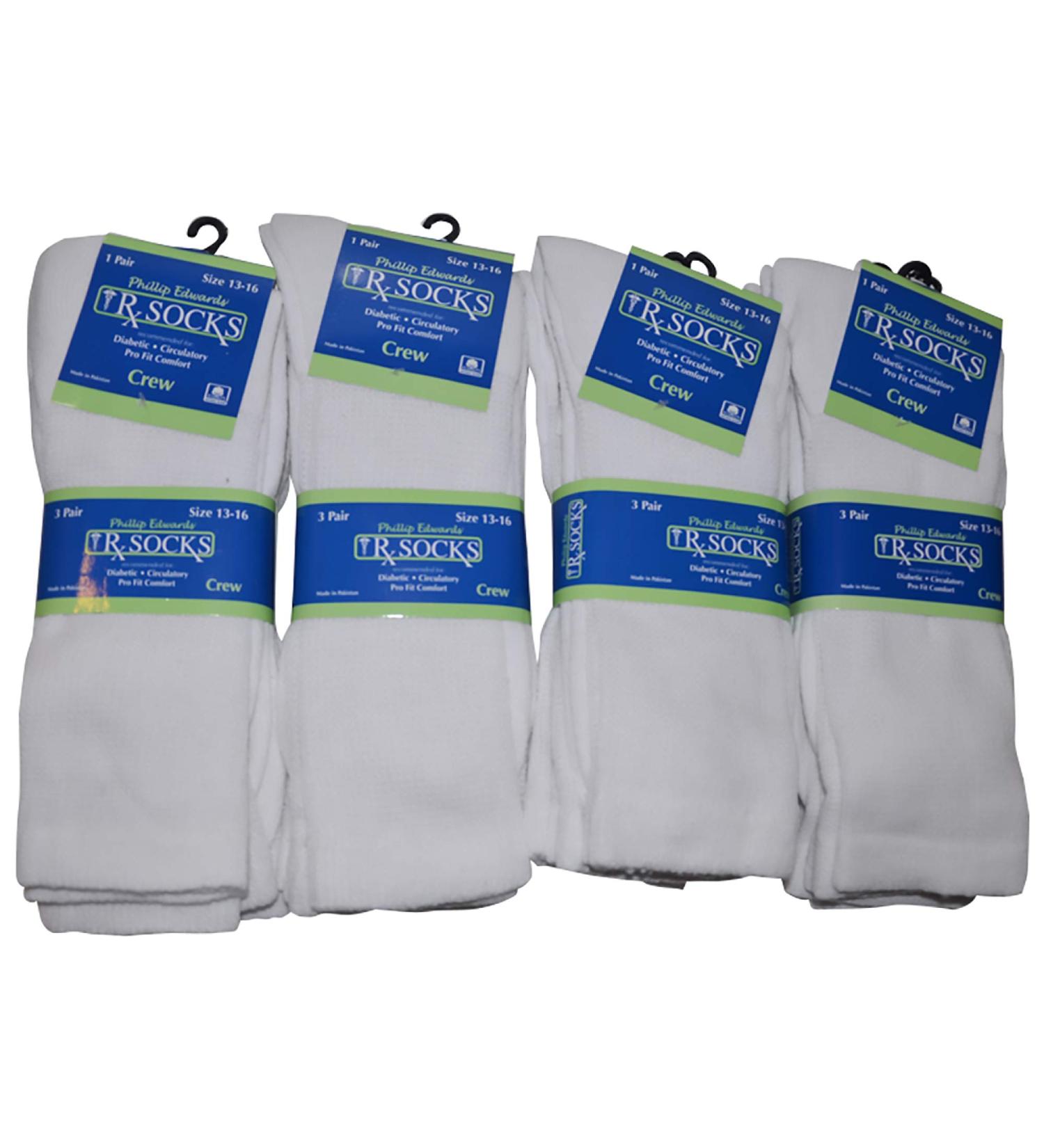 Men's Diabetic Socks King Size 13-16 Crew Length - 12 Pairs White - Buy Online on GoSupps.com
