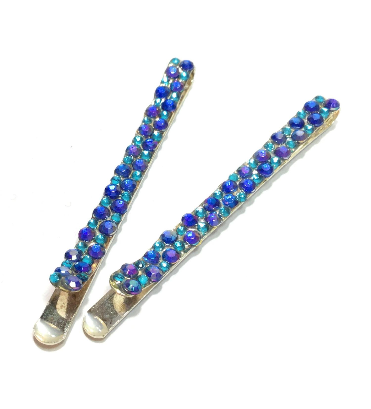 niavida 2 x hair clip with trim sea blue approx. 6 cm blue hair clip hair slider