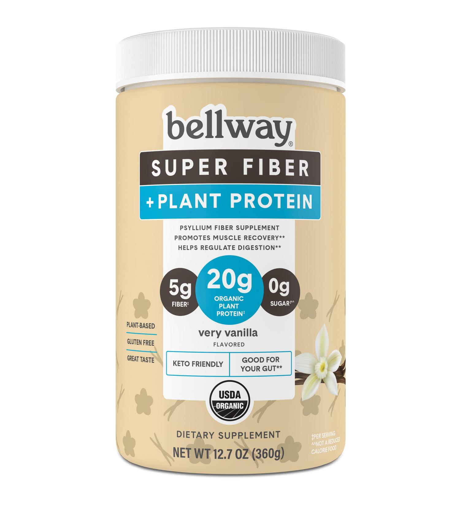 Organic Bellway Fiber Super Powder with 20g Plant Protein - Very Vanilla 12.7oz - Buy Online on GoSupps.com