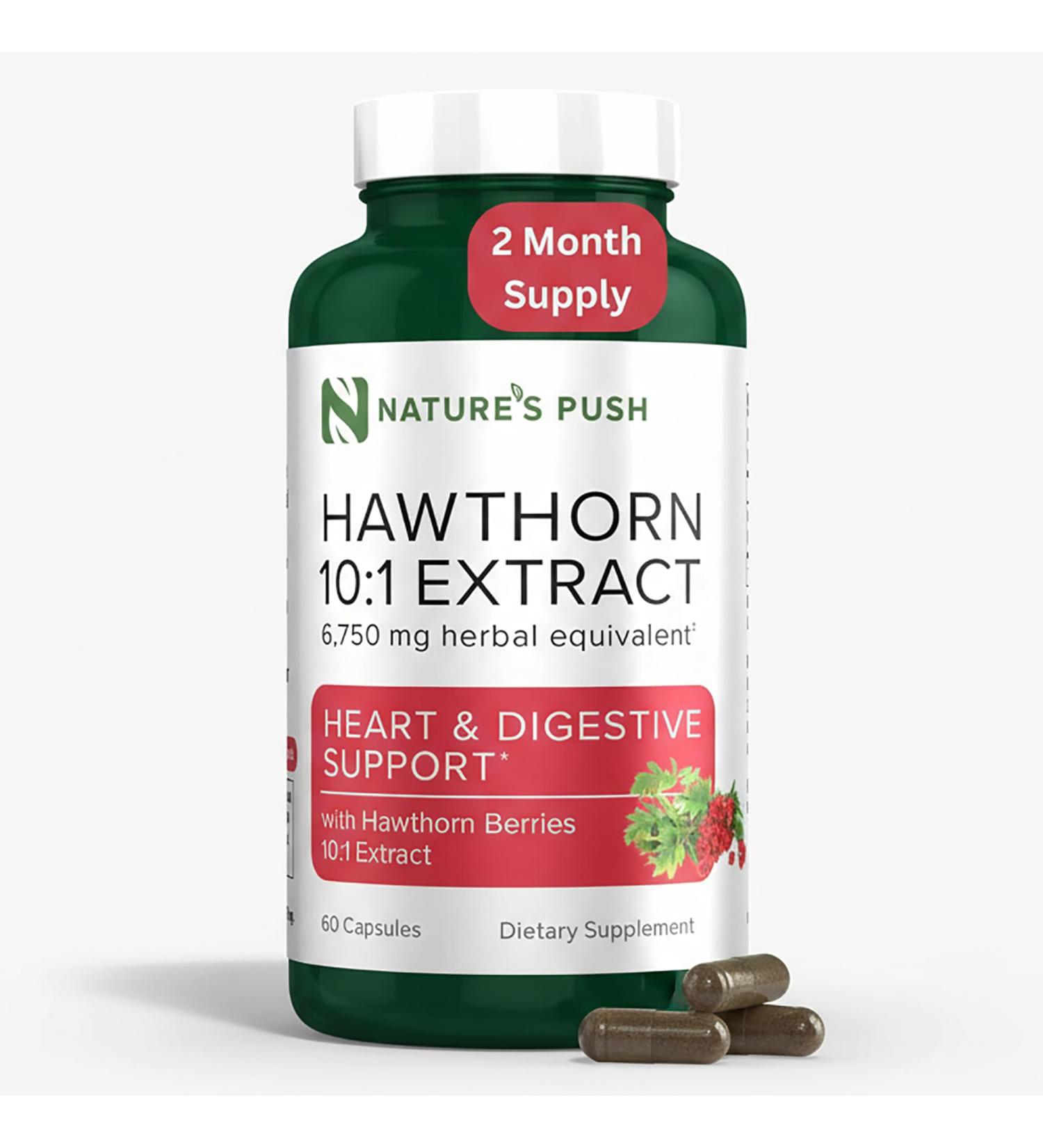 Nature's Push Super Potent Hawthorn Berry Supplement 10:1 Extract 675mg Capsules for Digestion Heart Health Glycemic Support-Extra Strength Non-GMO Gluten Free Vegan GMP USA (60 Count (Pack of 1)) - Buy Online on GoSupps.com