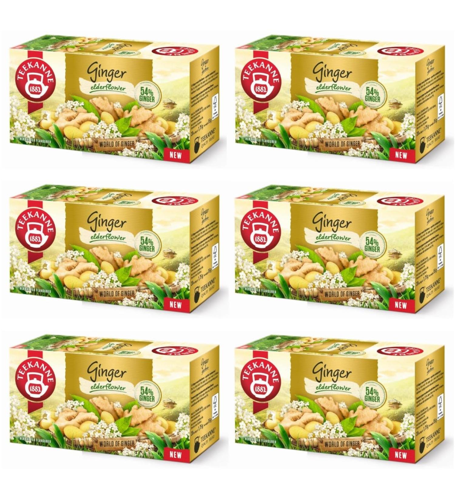 DEKOND TEEKANNE - Ginger tea with herbal teas with elderflower and ginger (6 x 20) - Buy Online on GoSupps.com