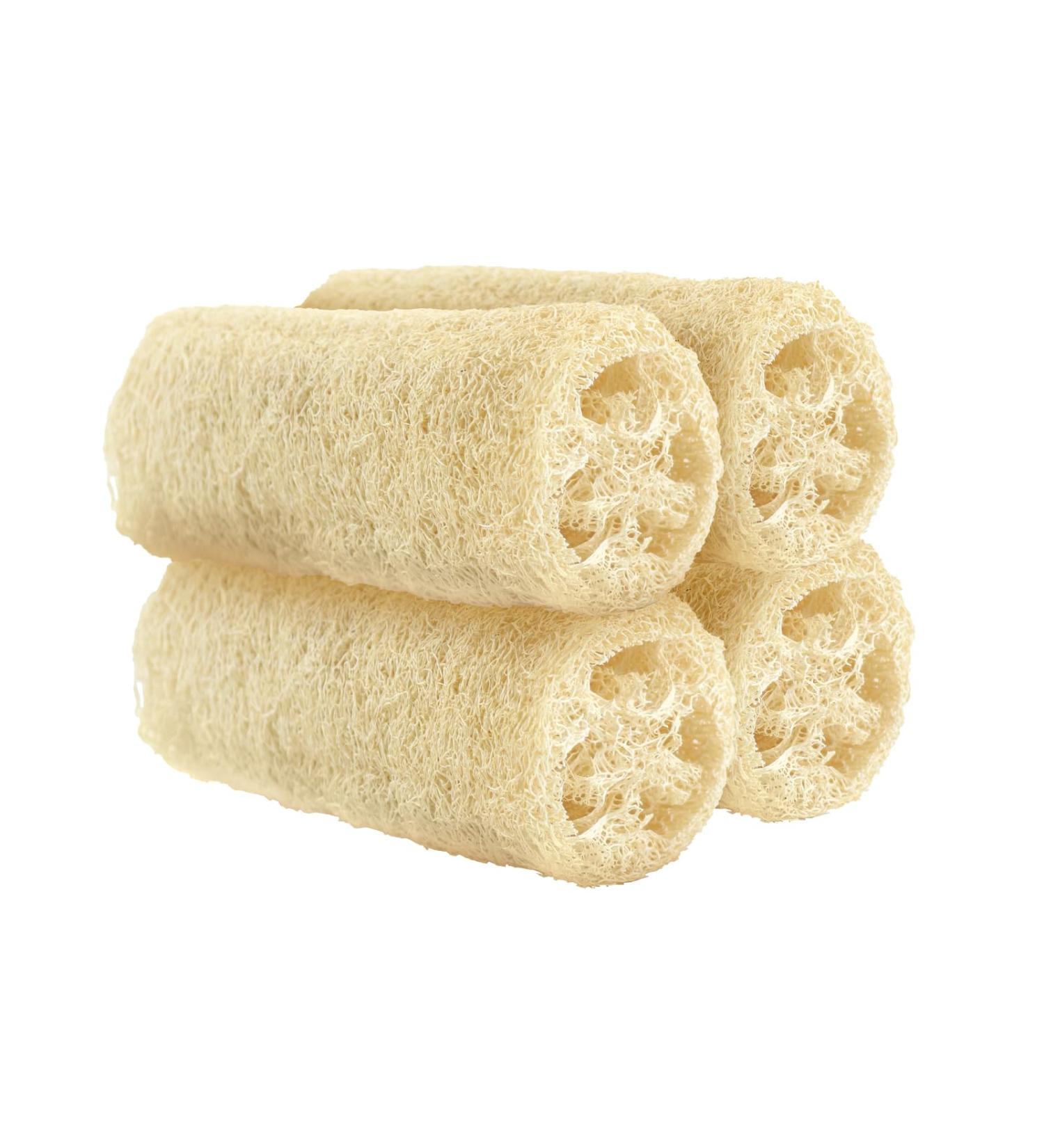 Organic Natural Loofah Sponge Set - 100% Plastic Free Compostable Body Bath Scrubber for Cleaning & Showering (Set of 4 - Buy Online on GoSupps.com