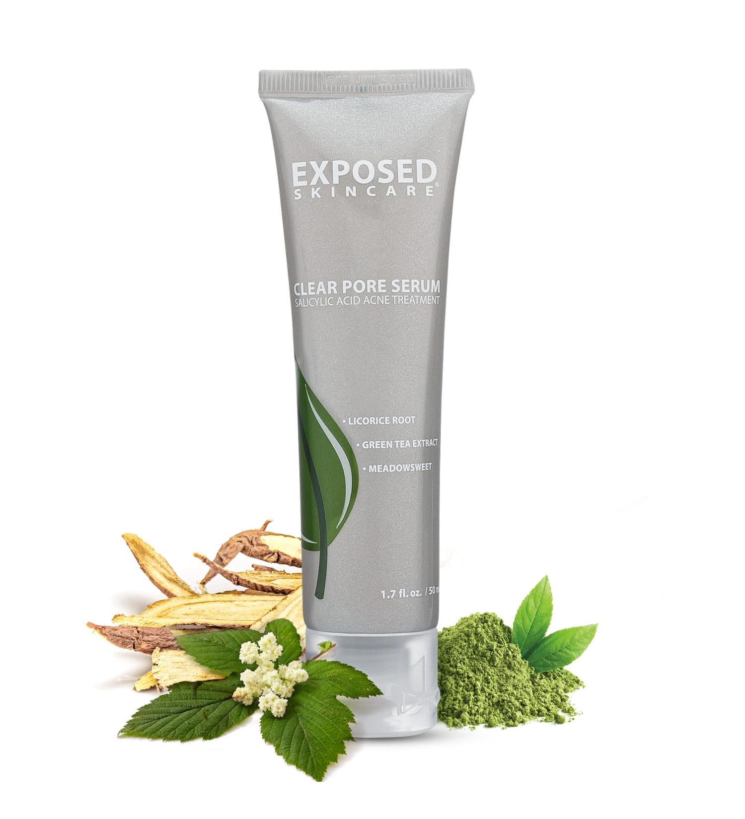 Exposed Skin Care Clear Pore Serum - Fast-Acting Acne Treatment with Salicylic Acid, Green Tea & Licorice Root for Clear, Tightened Pores - Buy Online on GoSupps.com
