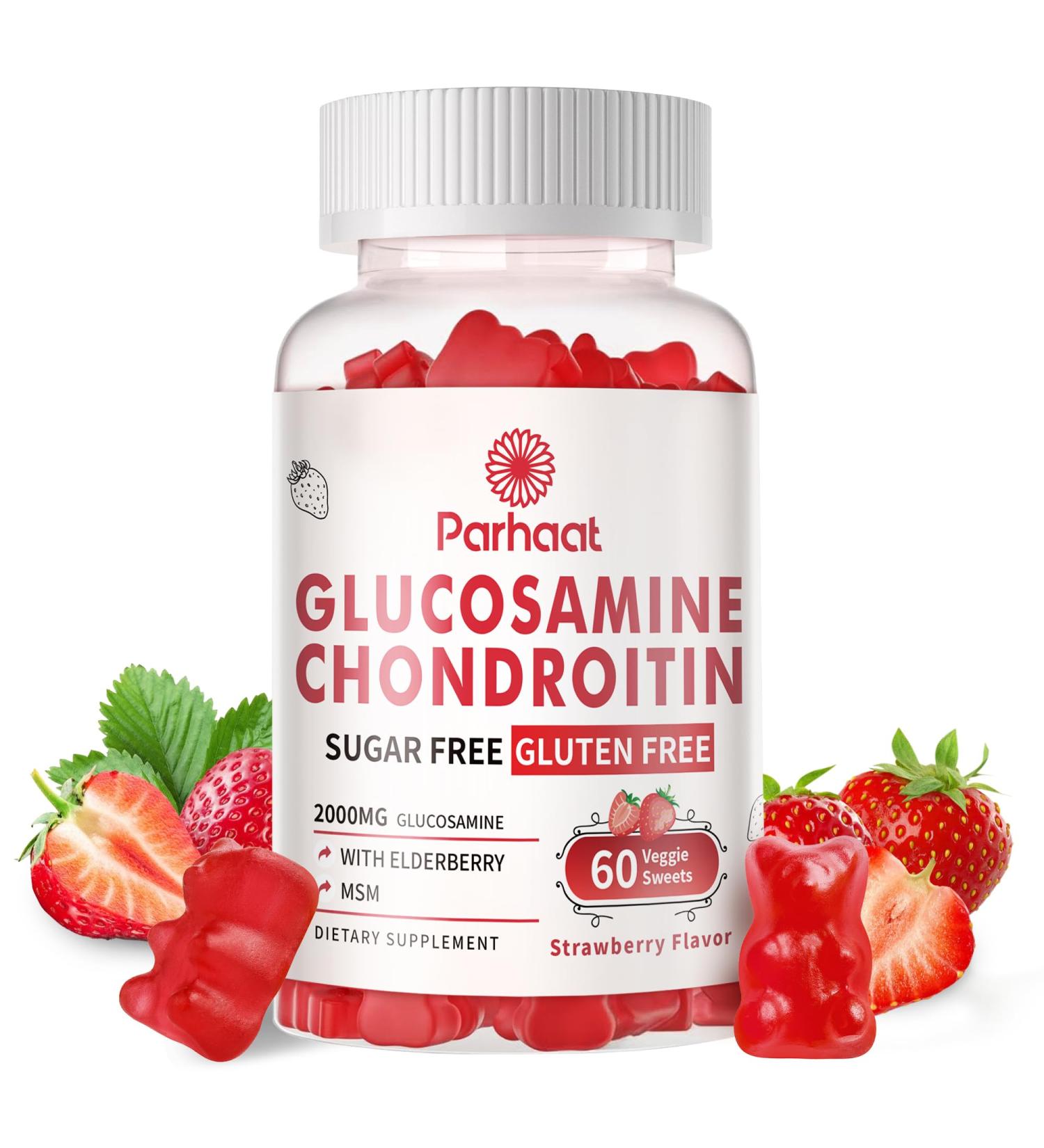 Glucosamine Chondroitin Gummies with MSM & Elderberry Extra Strength - Joint Support Antioxidant Immune Support Supplement for Adults Men & Women.Strawberry Strawberry 60 Count (Pack of 1) - Buy Online on GoSupps.com